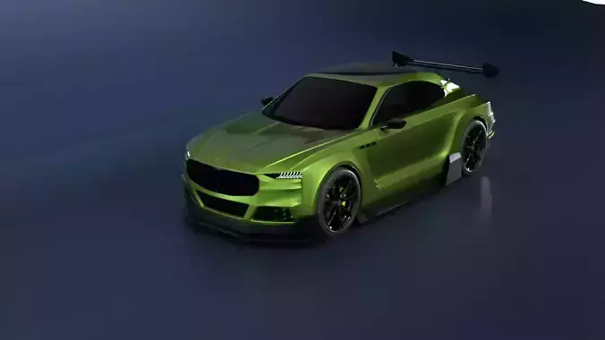 High Performance Green Sports Car 3D Model  Blender Shaded