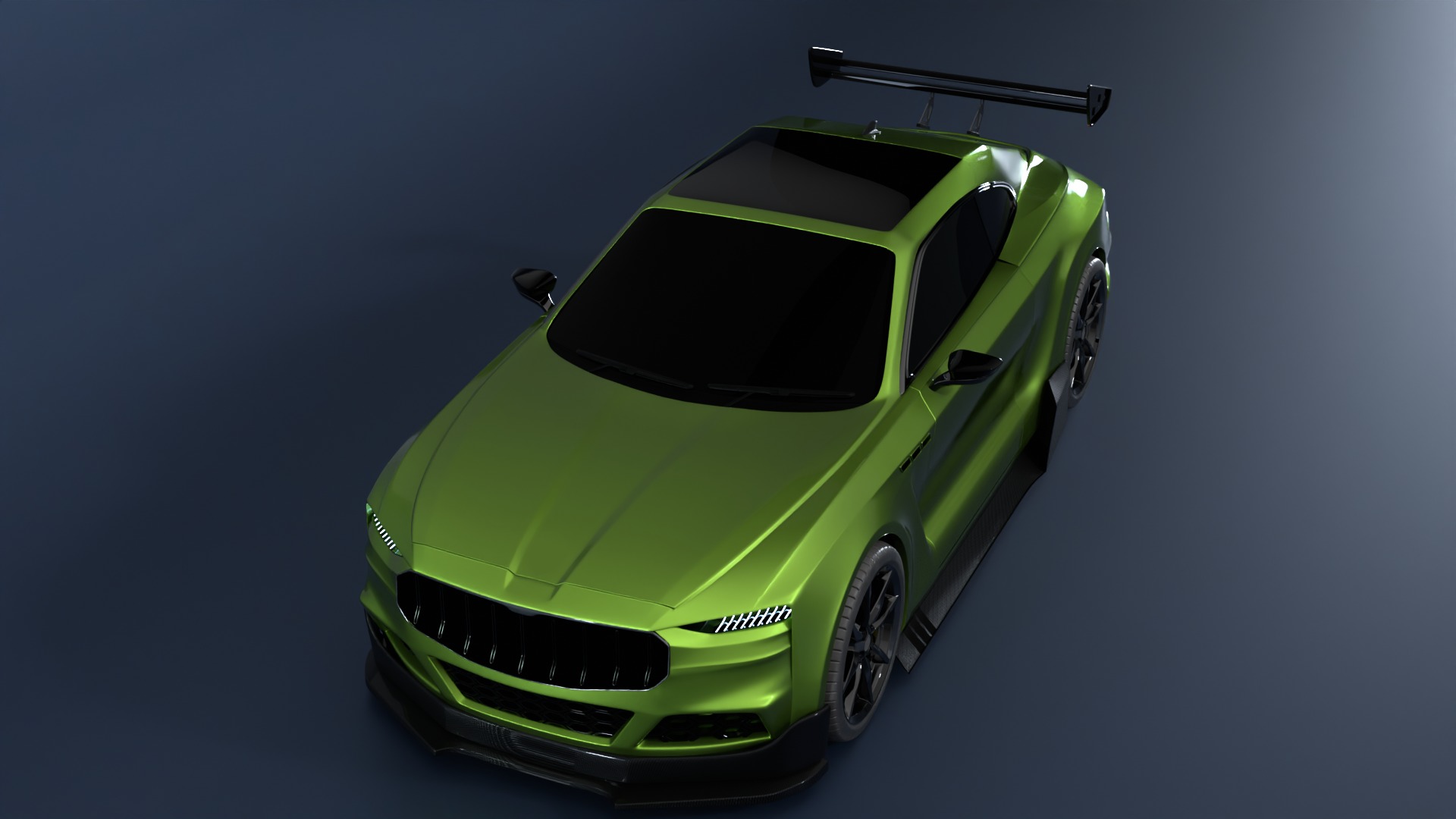 High Performance Green Sports Car 3D Model  Blender Shaded 3D model_2