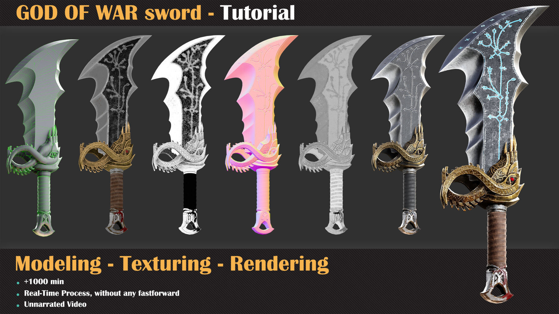 GOD OF WAR sword - Tutorial 3D model_4