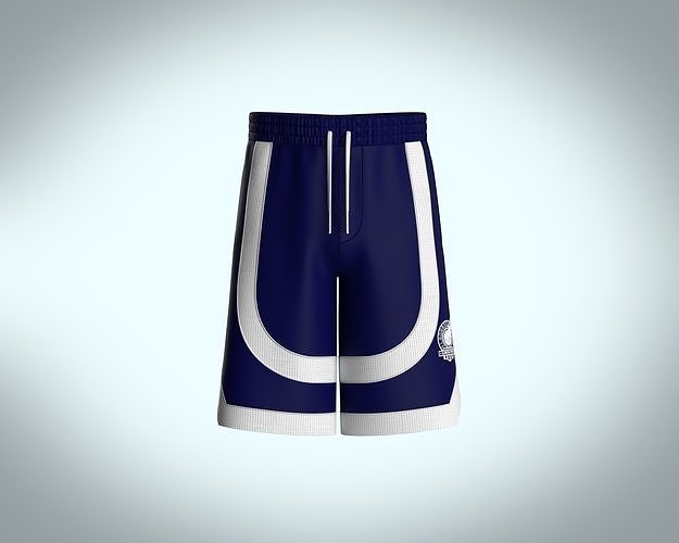 Mens Relaxed Fit Knee-length Shorts with cut and sew detailing 3D model
