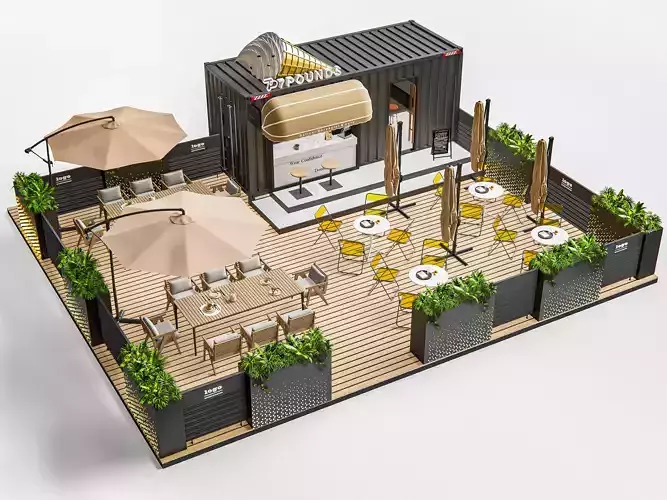 Outdoor Cafe and Restaurant Seating Elements 5 3D model
