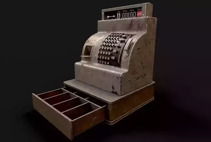Antique Cash register Low-poly 3D model