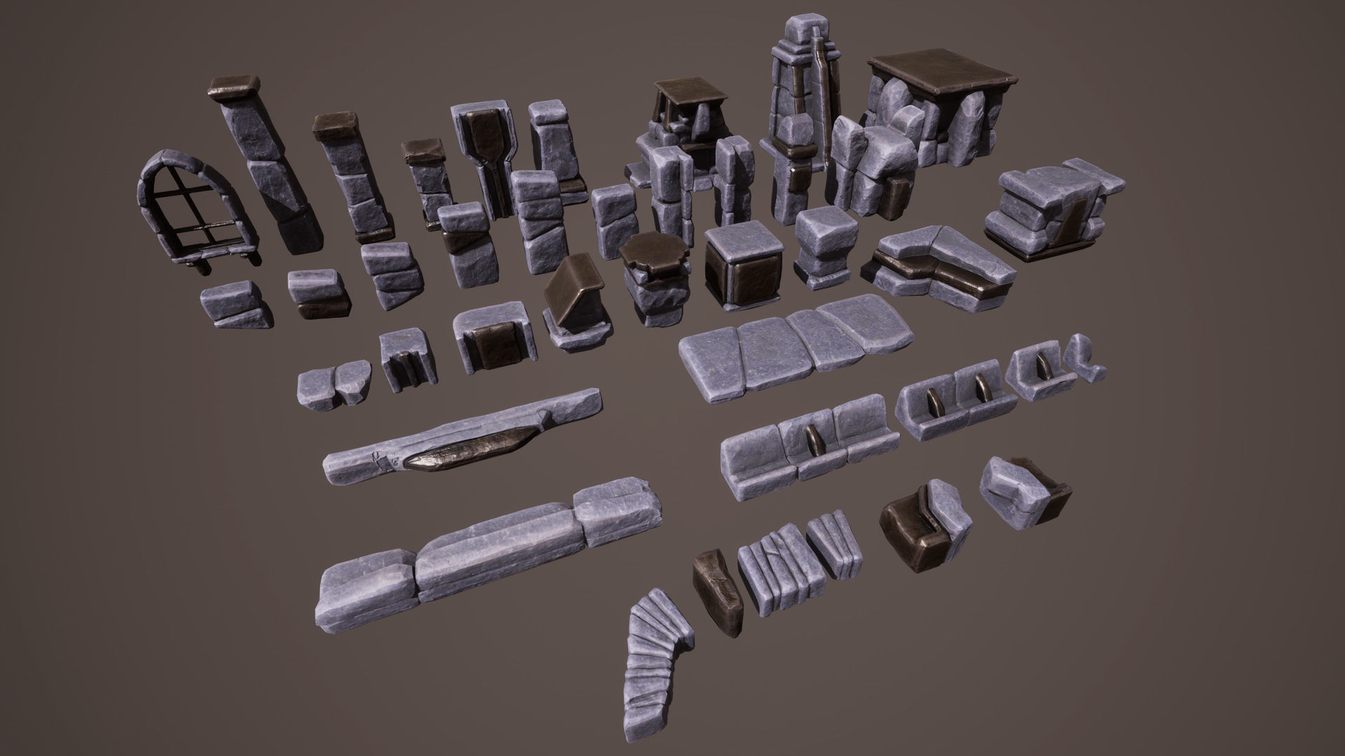 Brutal architecture Low-poly 3D model_8