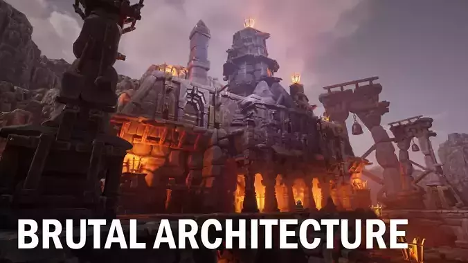 Brutal architecture Low-poly 3D model