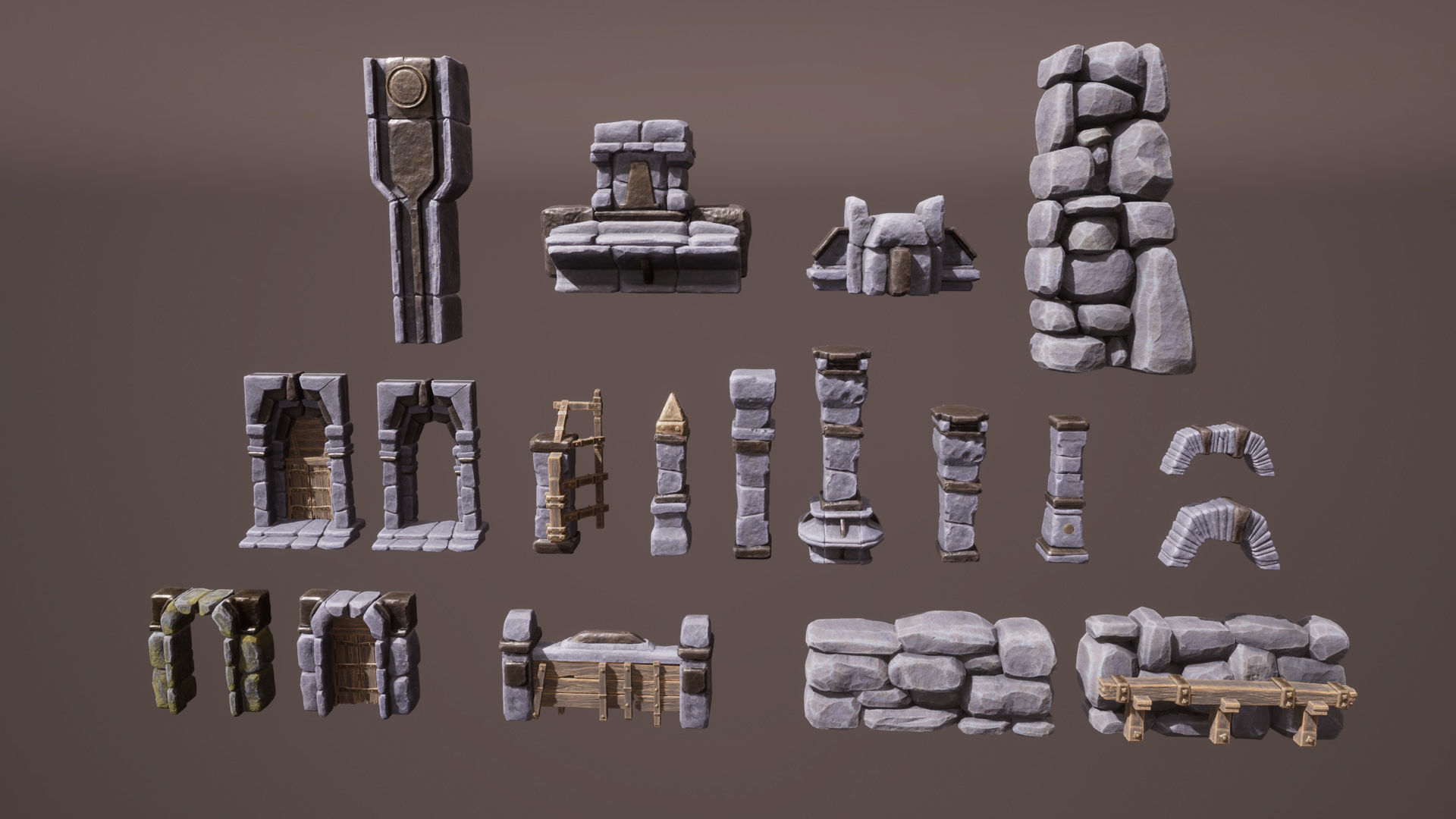 Brutal architecture Low-poly 3D model_10