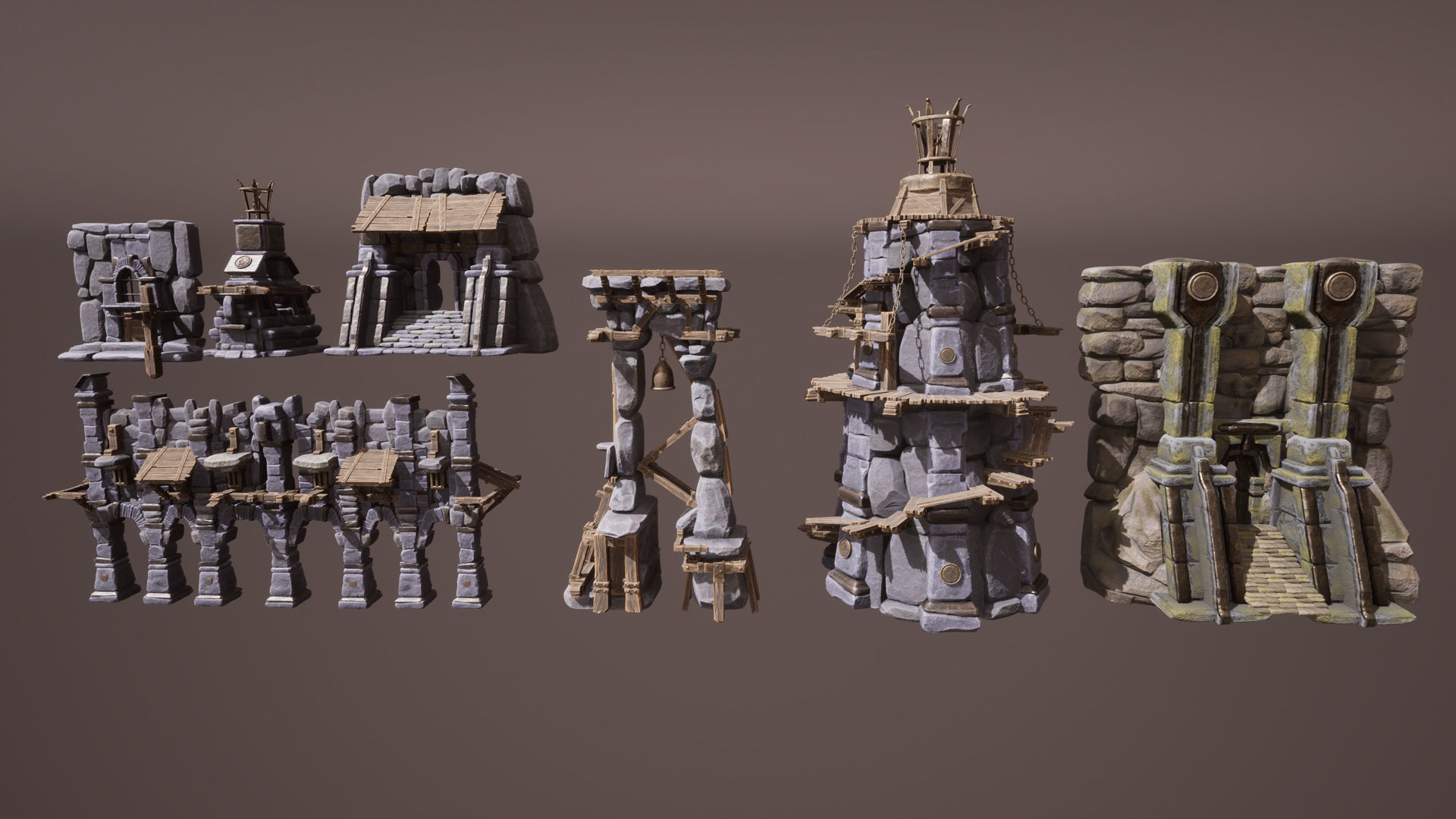 Brutal architecture Low-poly 3D model_9