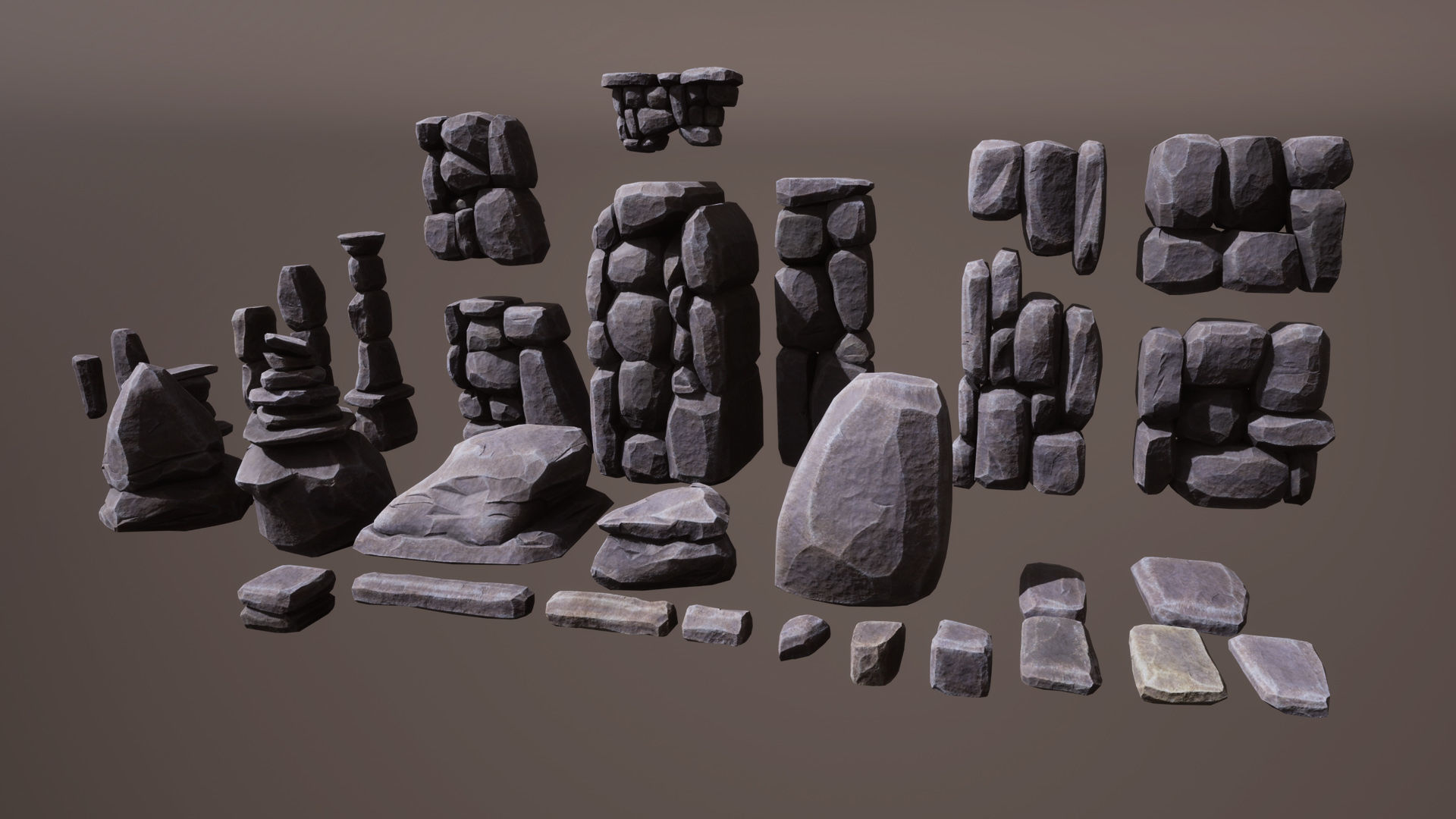 Brutal architecture Low-poly 3D model_7