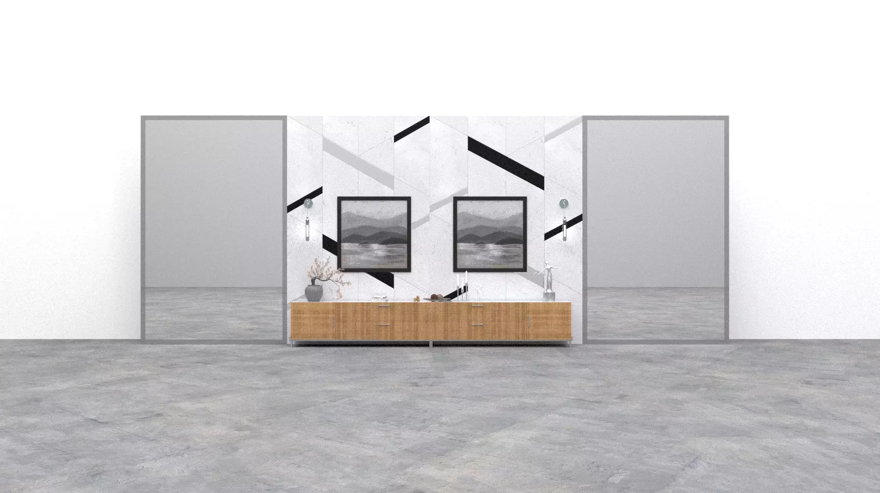 Long Console Table With Storage Drawers Free 3D model
