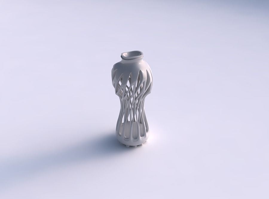 Vase squeezed mid section with smooth beveled cuts, extruded ... 3D print model