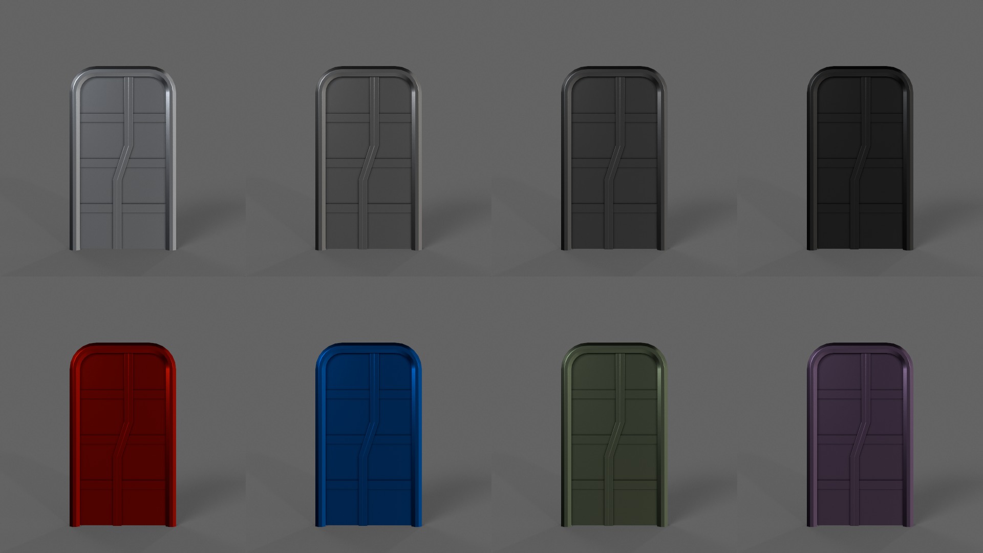 PBR Sci-Fi Door 1 Low-poly 3D model_2