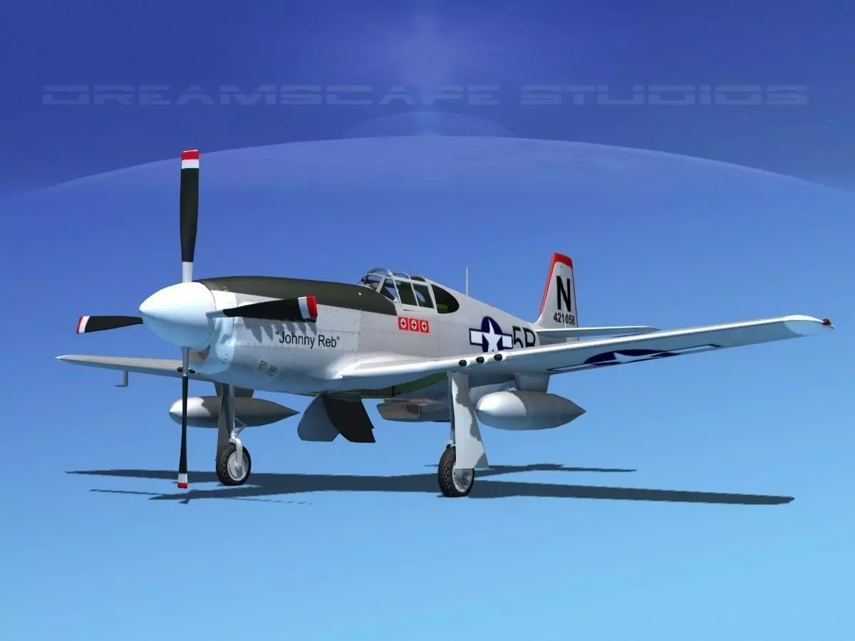 North American P-51B Mustang V08 3D model