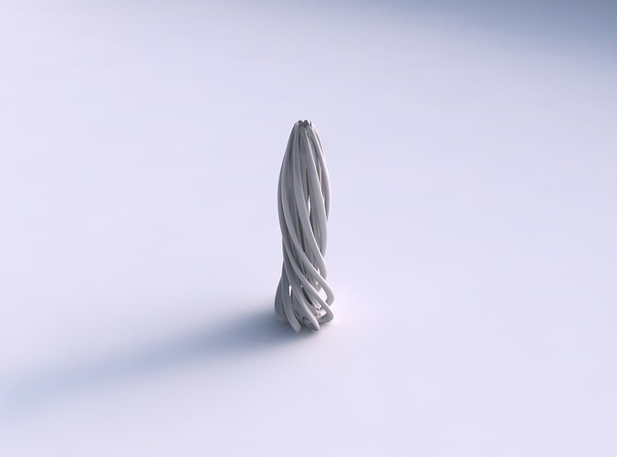 Vase straight double twisted with collapsed top long neck
