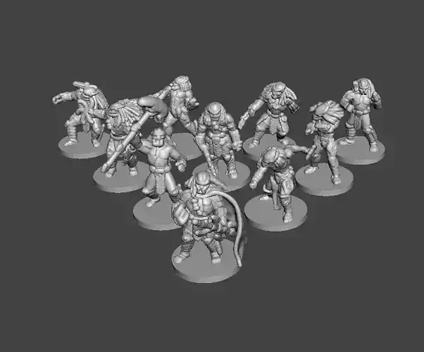 6MM SCALE PREDATORS SET MINIATURE MODELS FOR SCIFI FANTASY GAMES 3D print model