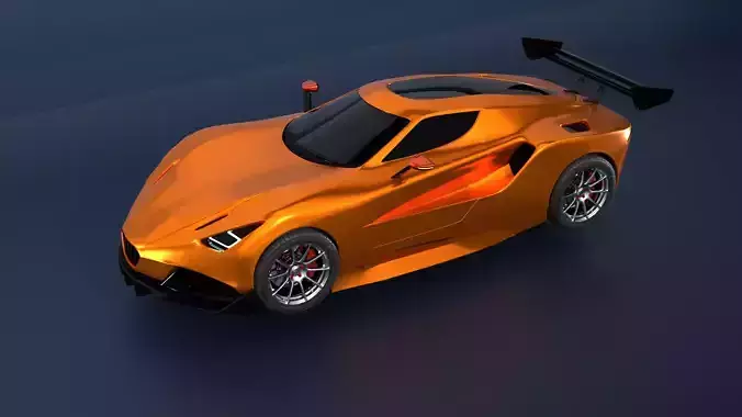 High Performance Orange Sports Car 3D Model  Blender Shaded