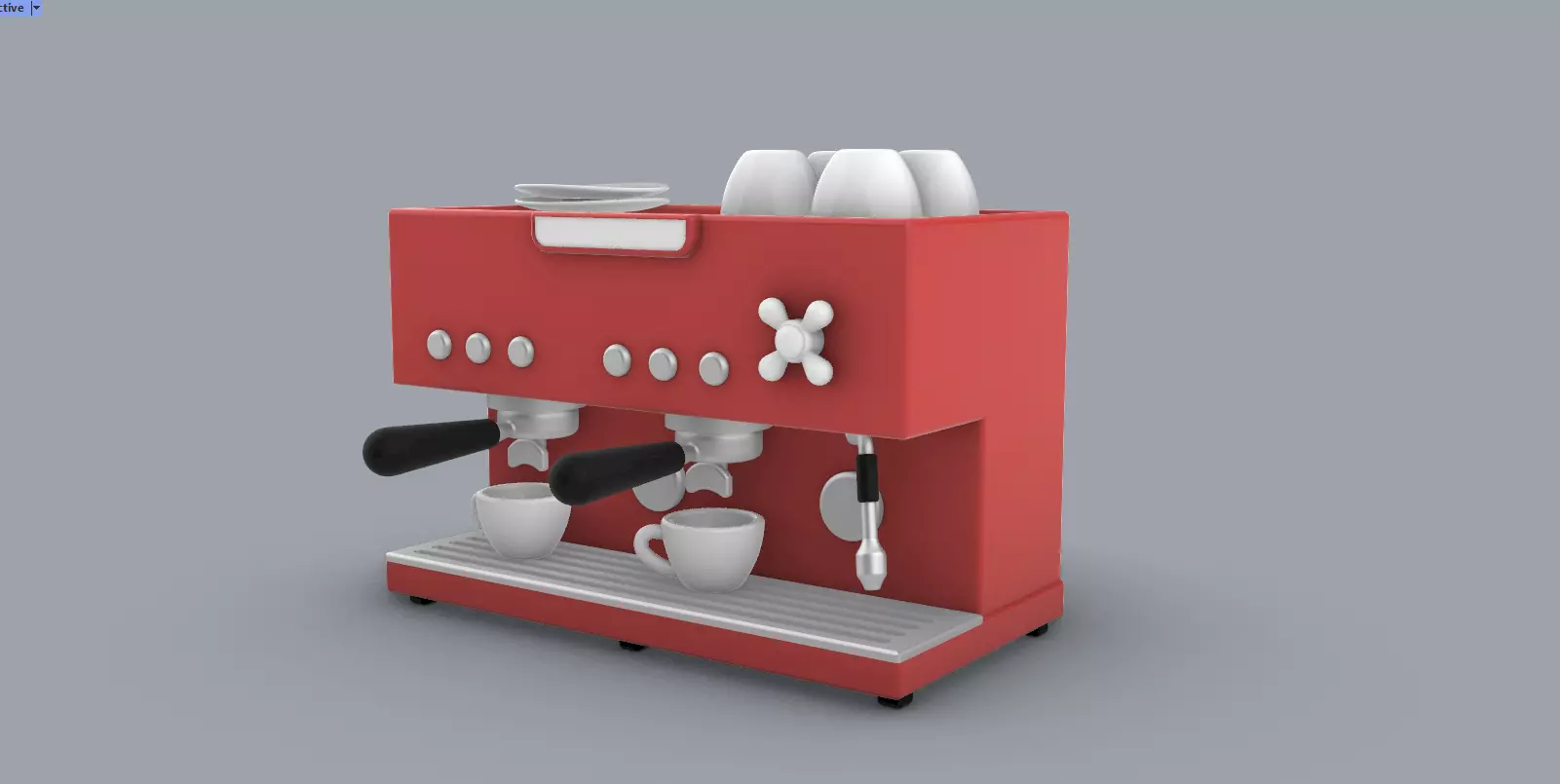 Coffee Machine with Mugs 3D model_0