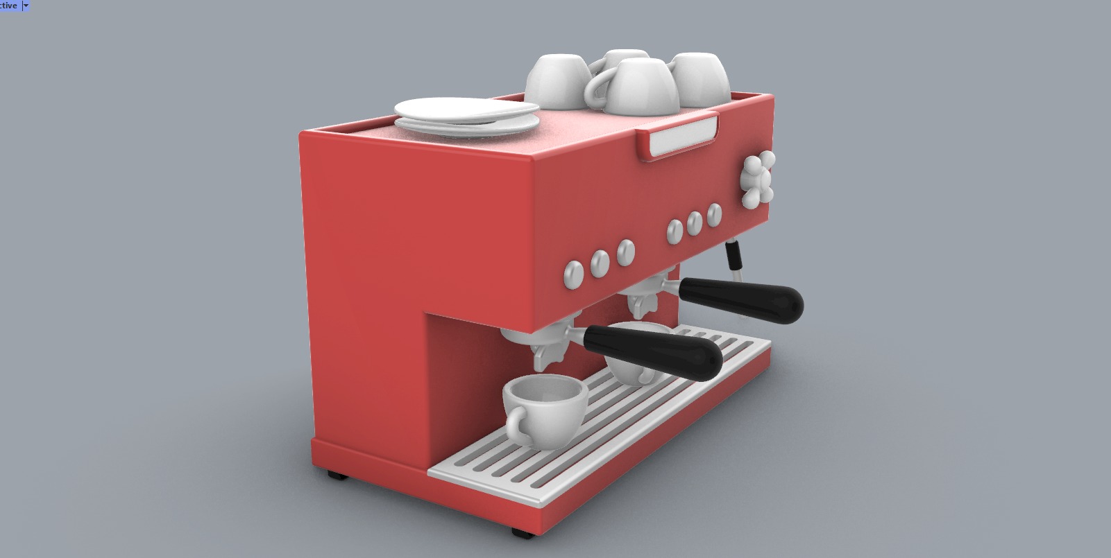 Coffee Machine with Mugs 3D model_1