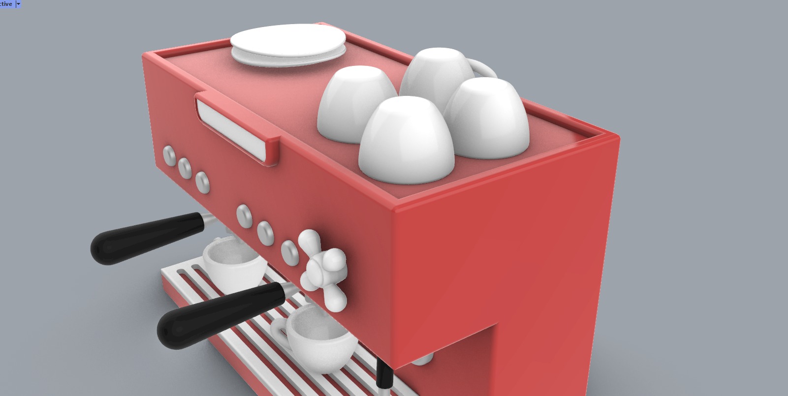 Coffee Machine with Mugs 3D model_5