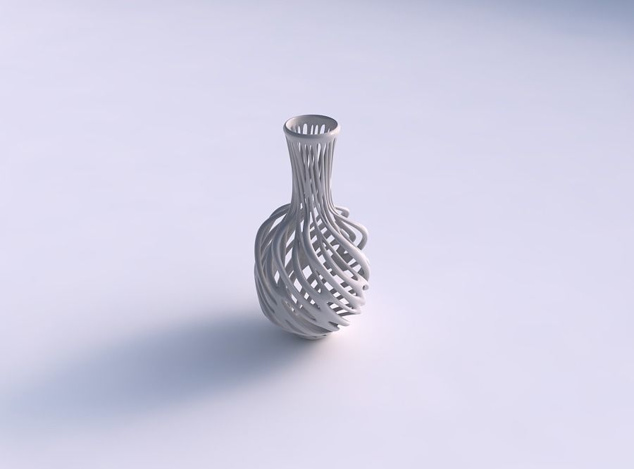 Vase squeezed neck with two layered branches wide middle 3D print model_0