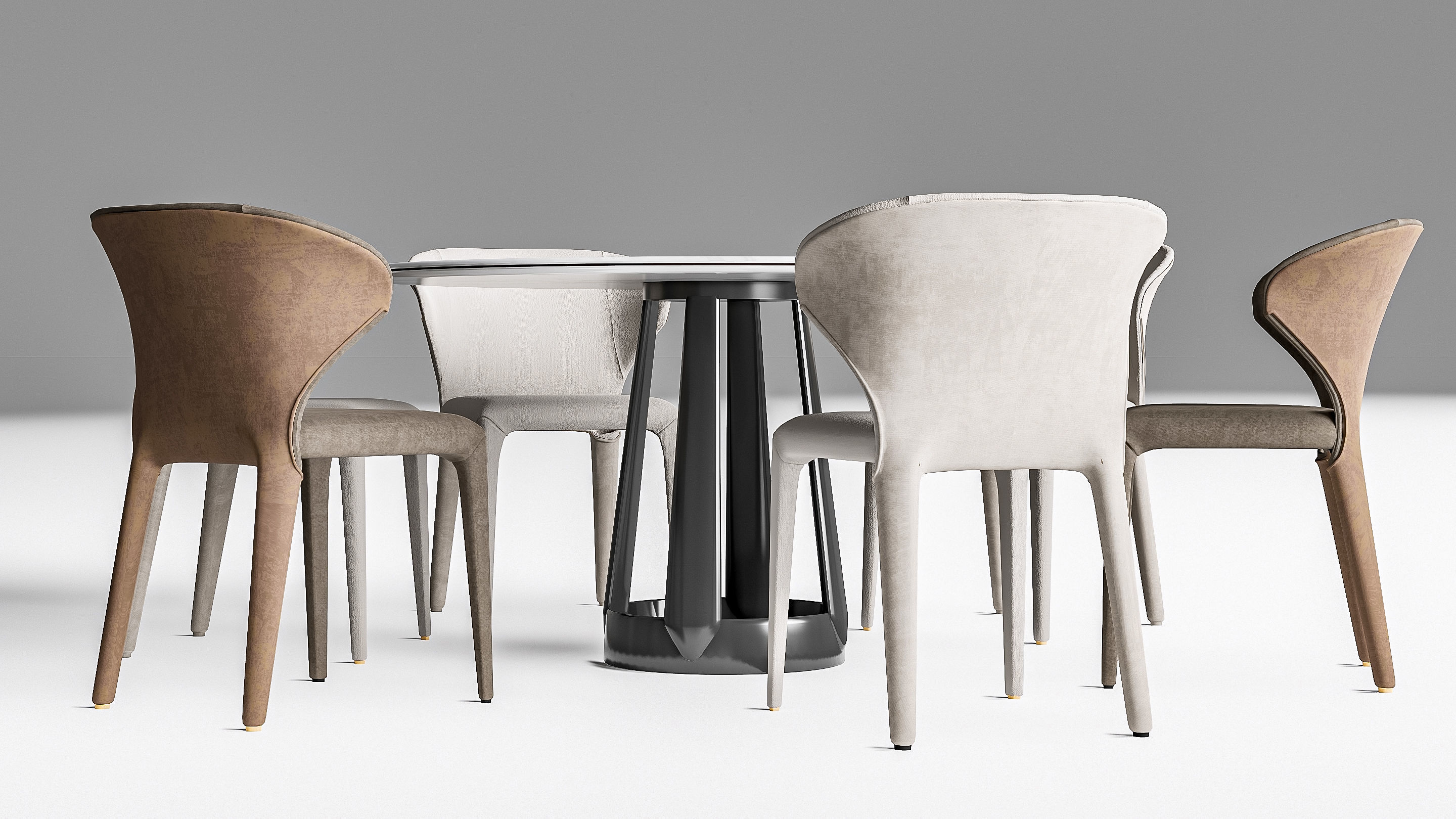 Dining table and chairs 4 3D model_7