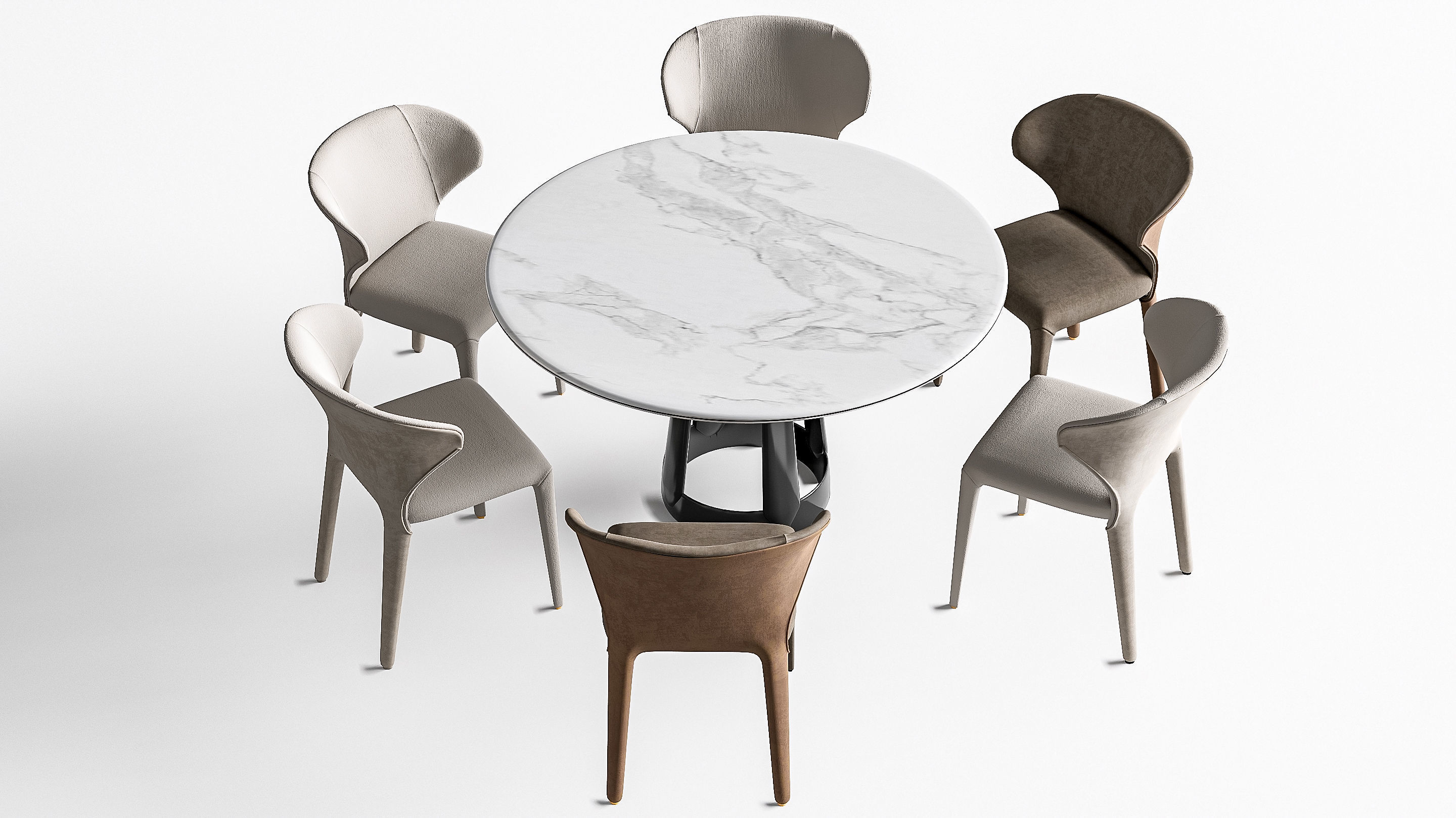 Dining table and chairs 4 3D model_5