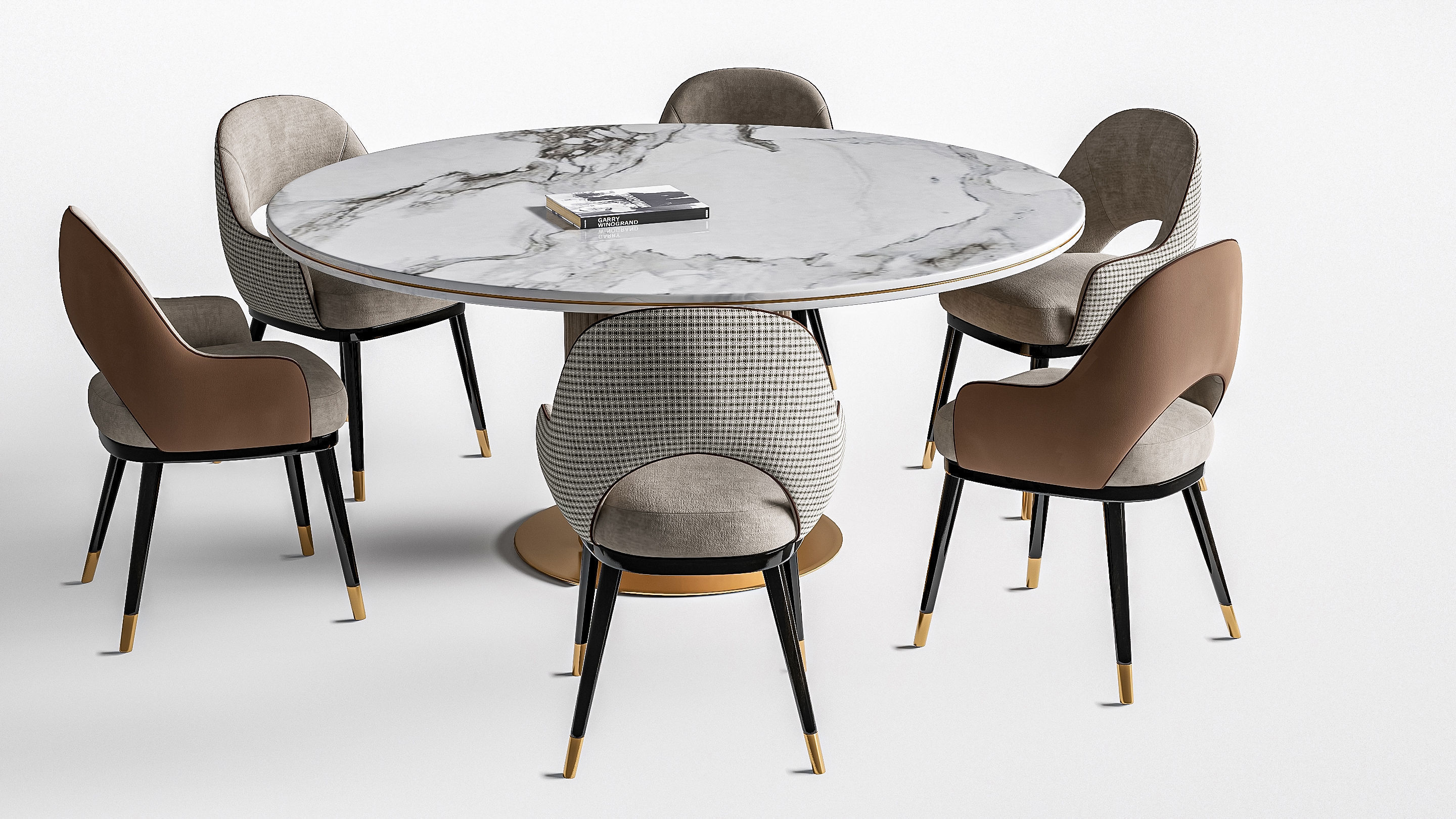 Dining table and chairs 4 3D model_2