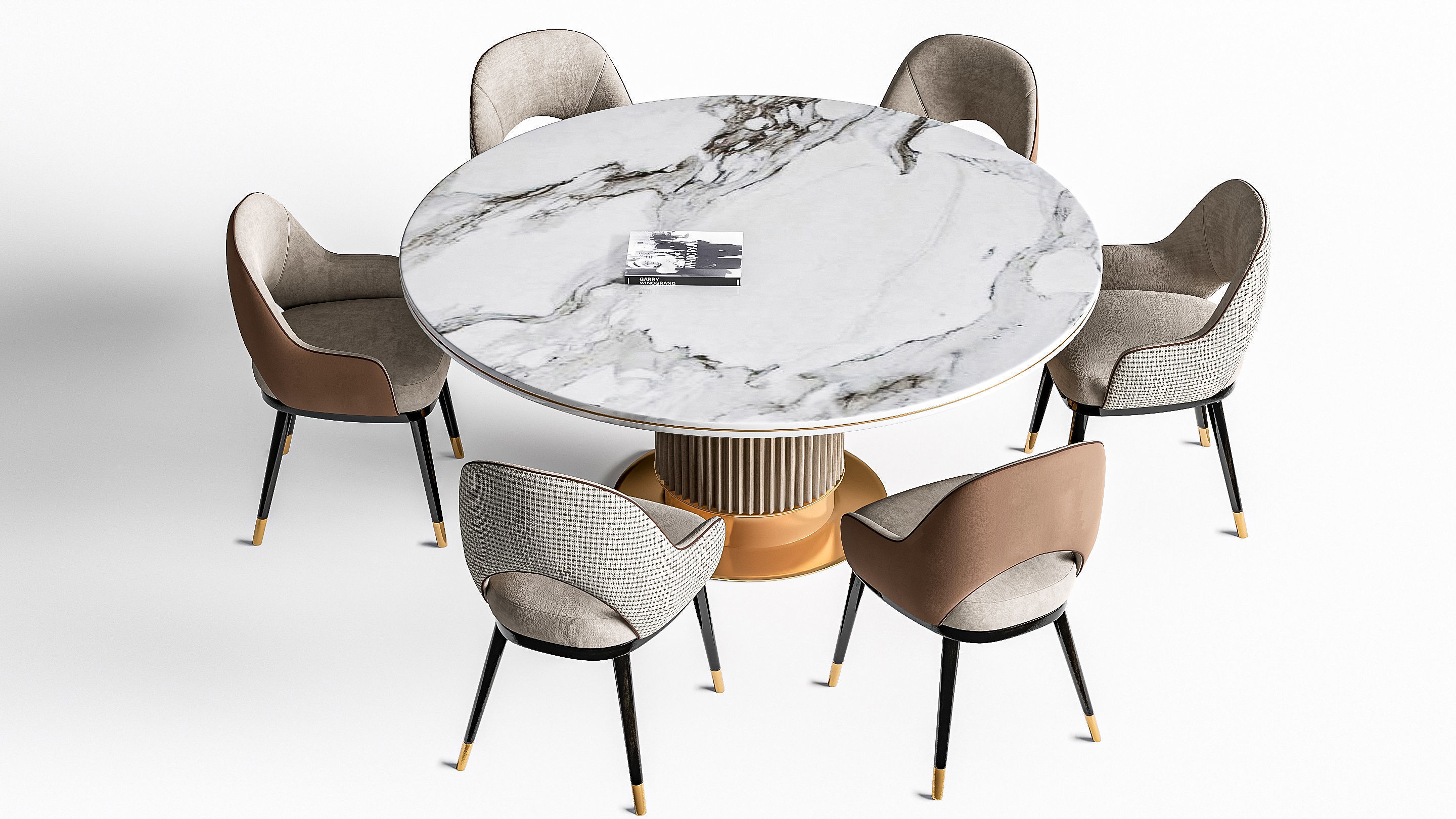 Dining table and chairs 4 3D model_1