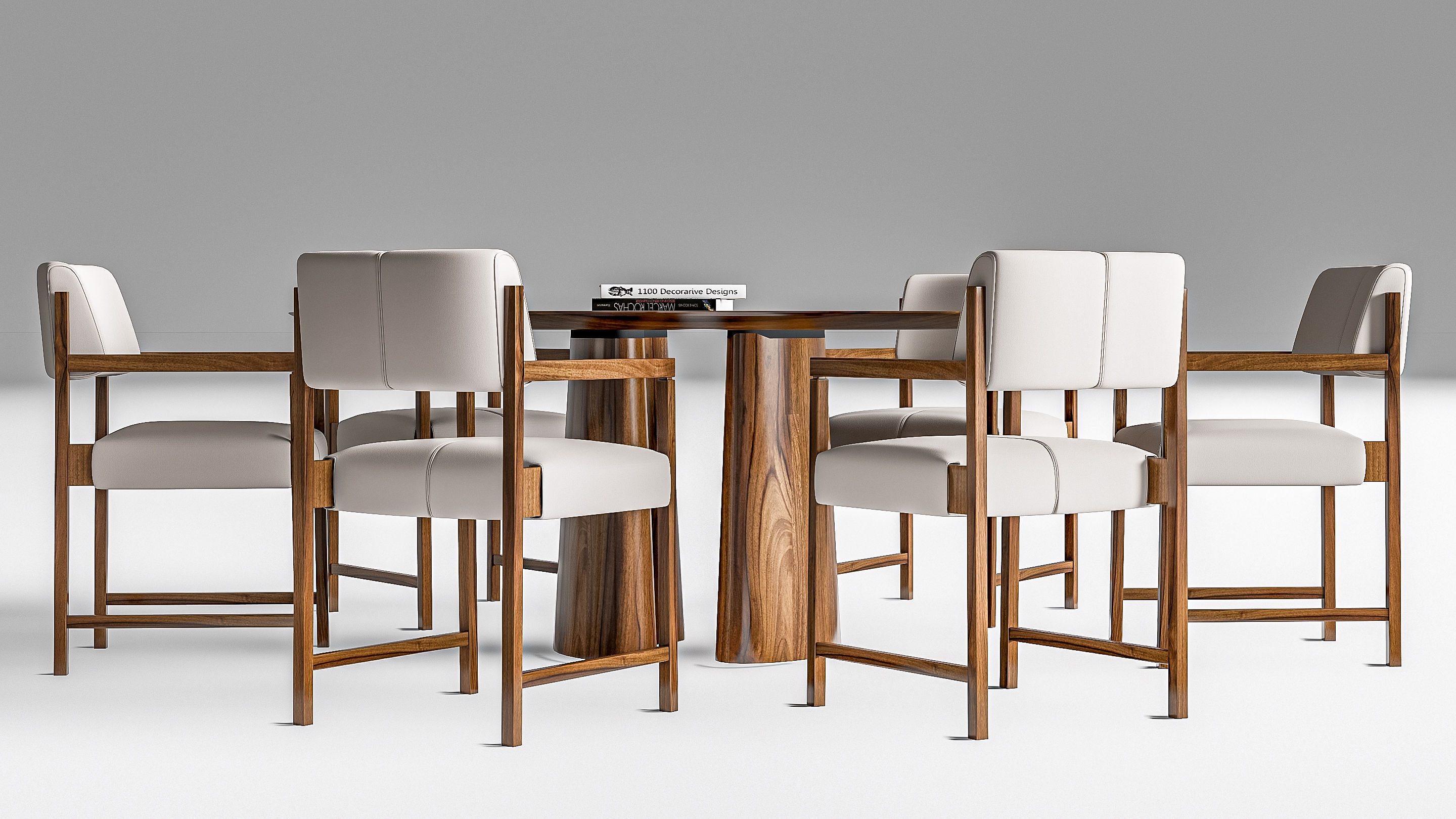 Dining table and chairs 4 3D model_11