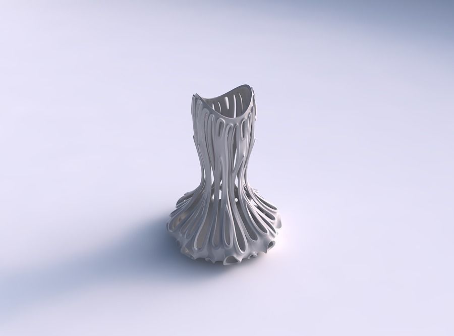 Vase squeezed mid with smooth extuded cuts streched top 3D print model_0