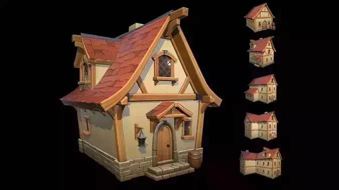 Stylized medieval houses