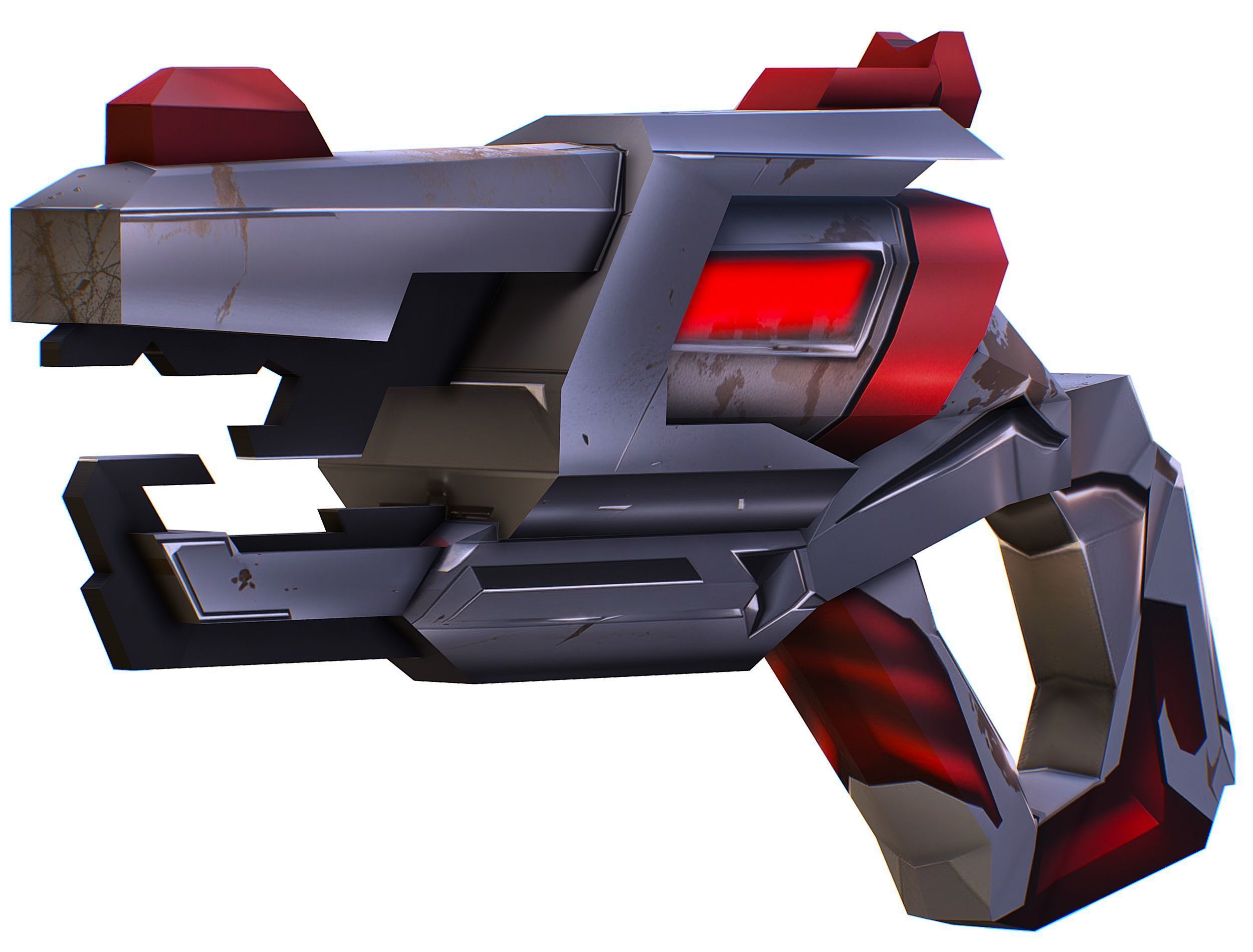 LowPoly Sci-Fi Cartoon Pistol Gun Low-poly 3D model_9