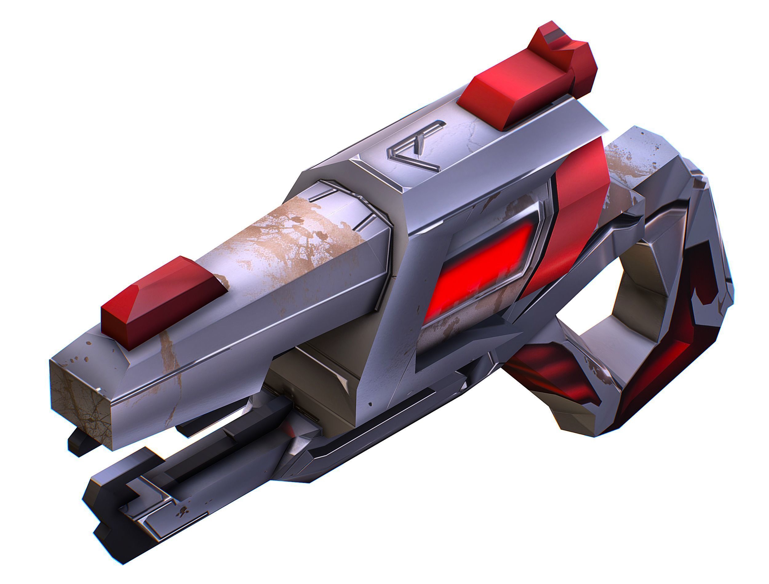 LowPoly Sci-Fi Cartoon Pistol Gun Low-poly 3D model_22