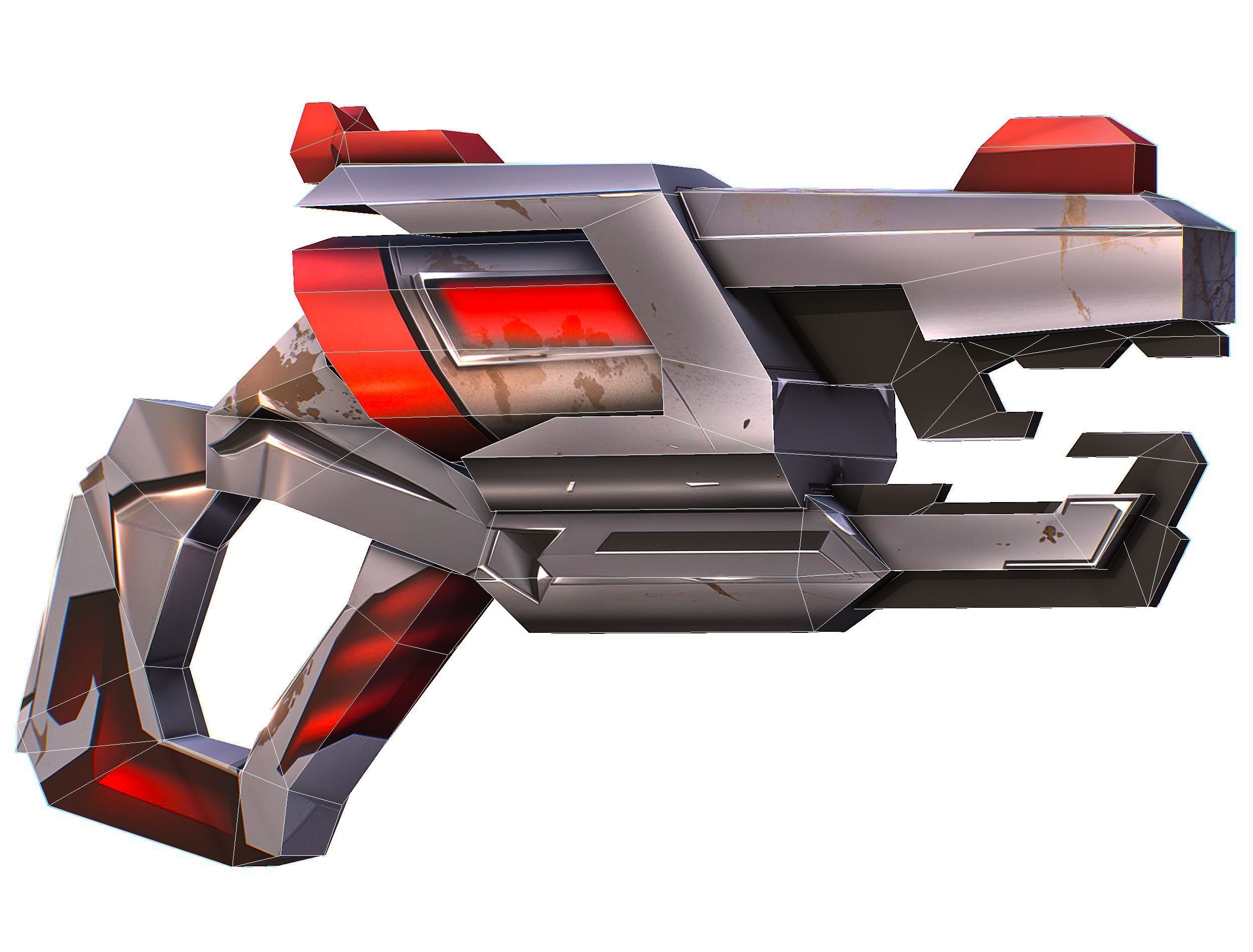 LowPoly Sci-Fi Cartoon Pistol Gun Low-poly 3D model_32