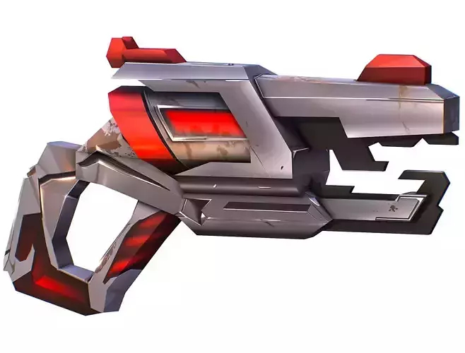 LowPoly Sci-Fi Cartoon Pistol Gun