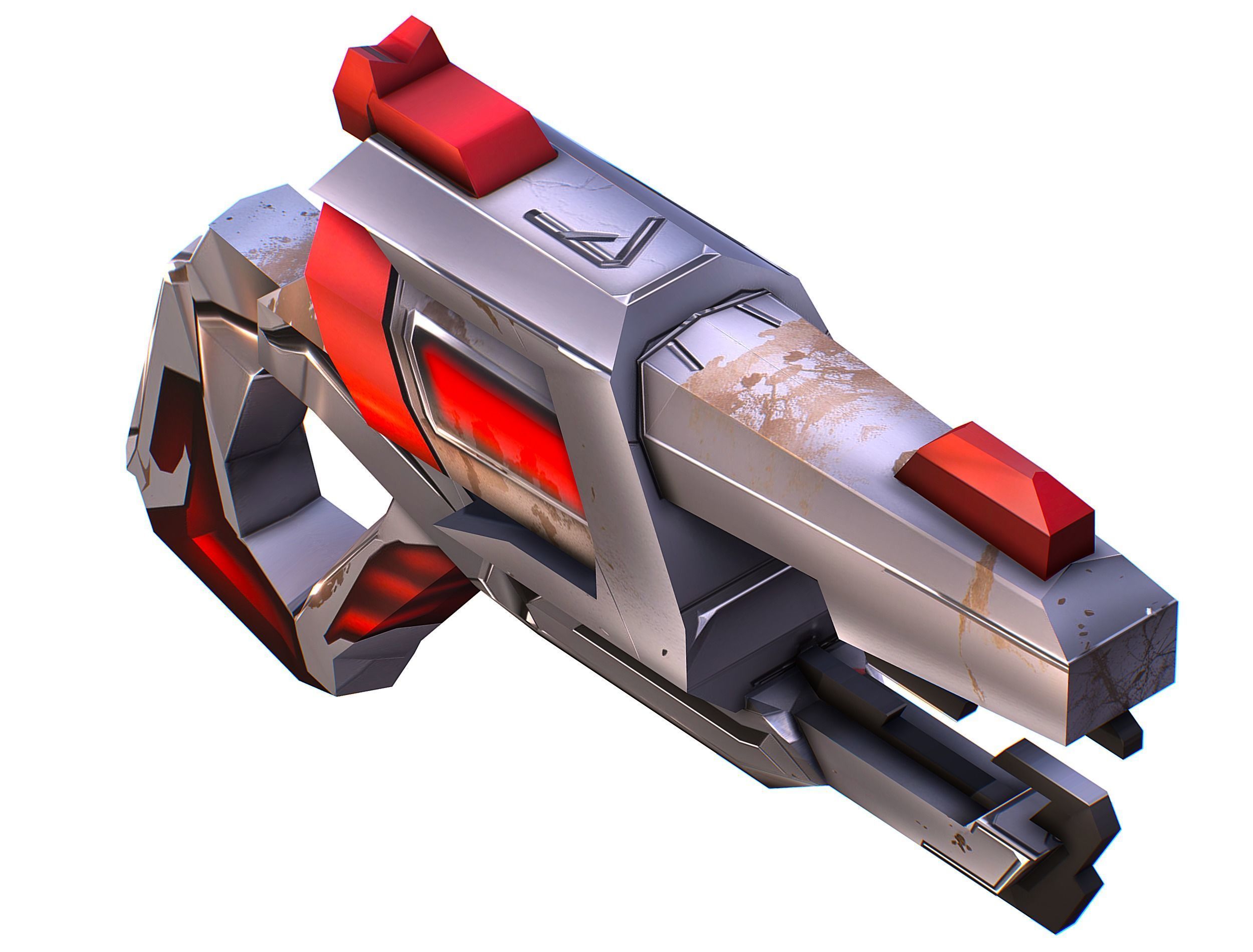 LowPoly Sci-Fi Cartoon Pistol Gun Low-poly 3D model_21