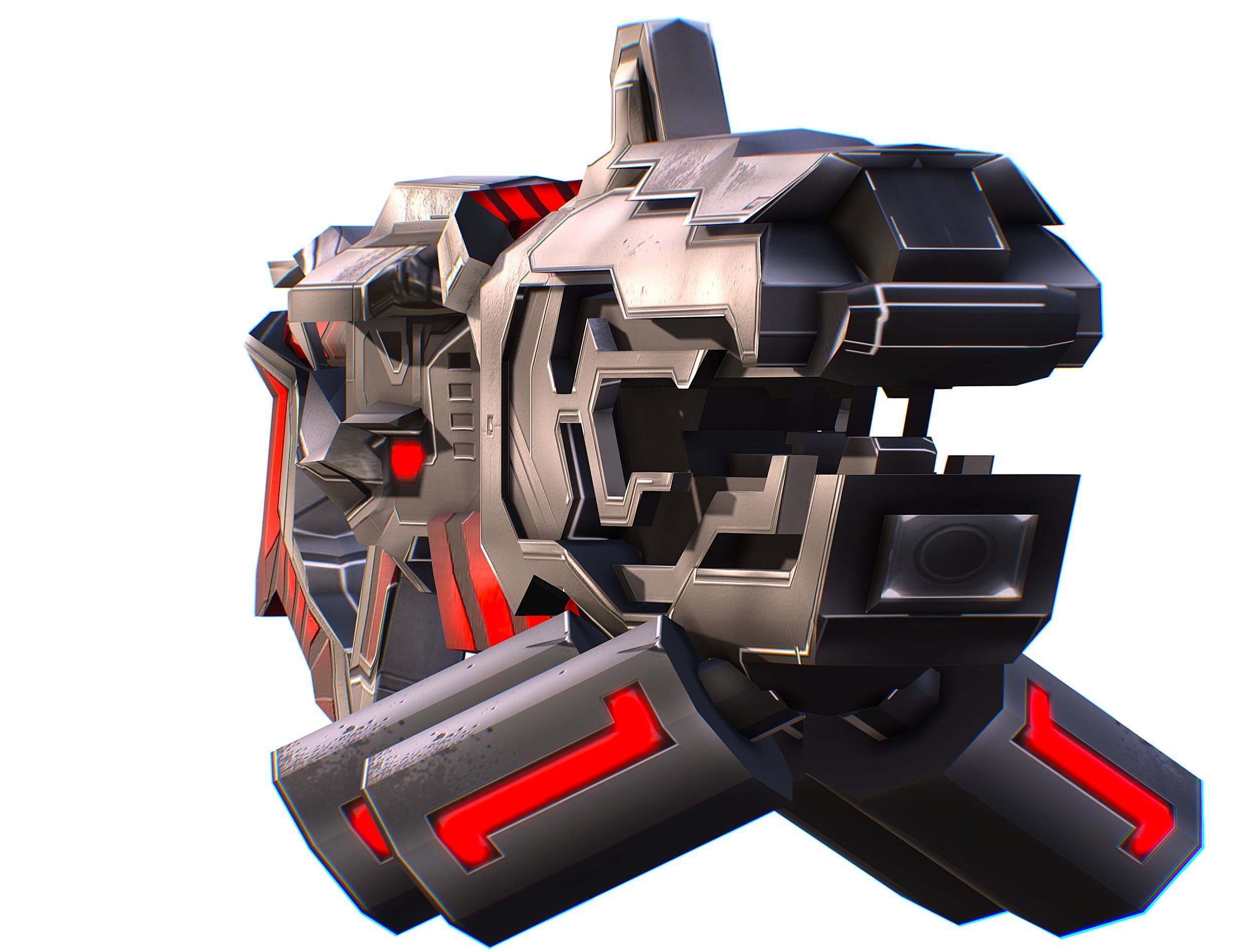 LowPoly Sci-Fi Assault Heavy Machine Gun Low-poly 3D model_30