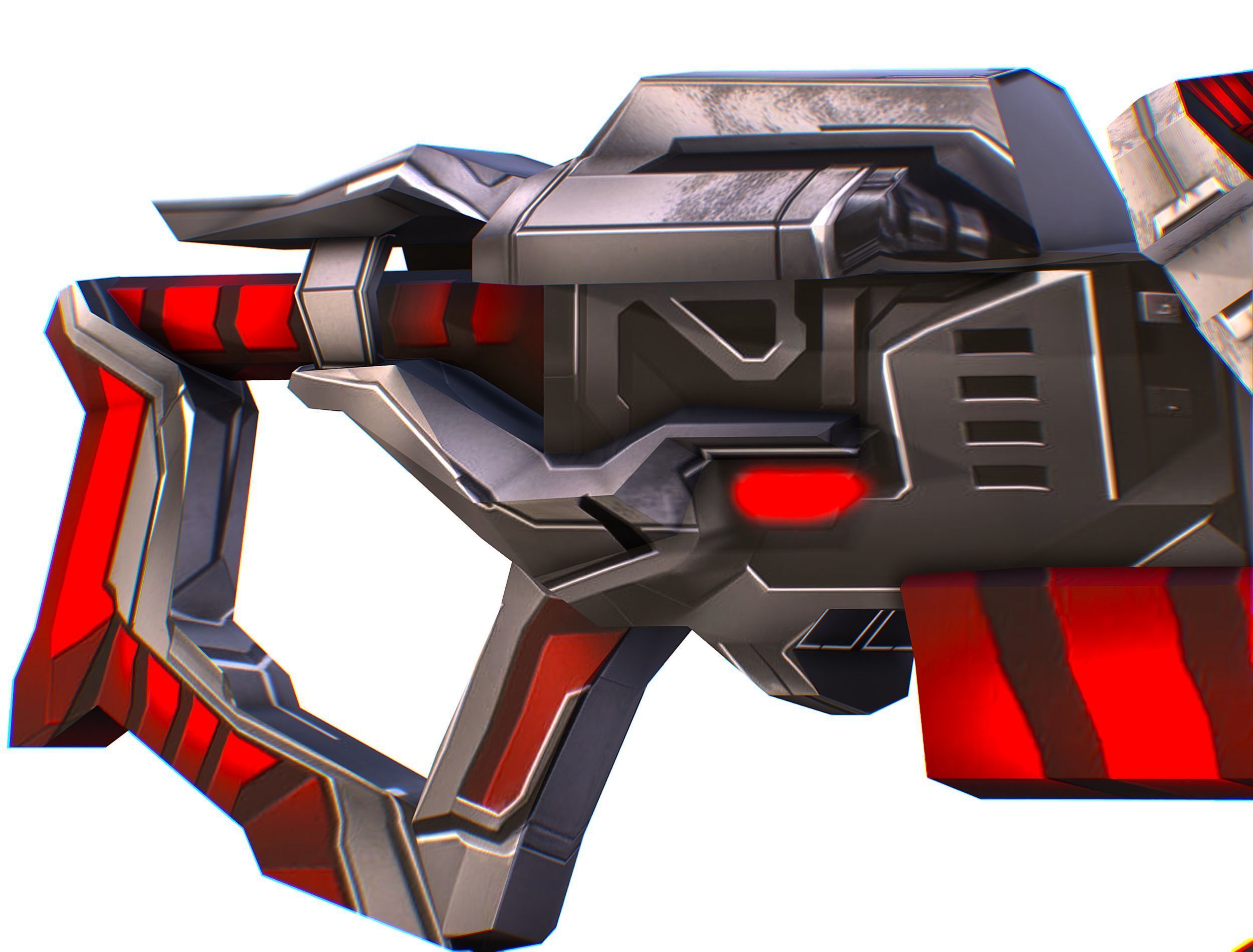 LowPoly Sci-Fi Assault Heavy Machine Gun Low-poly 3D model_29