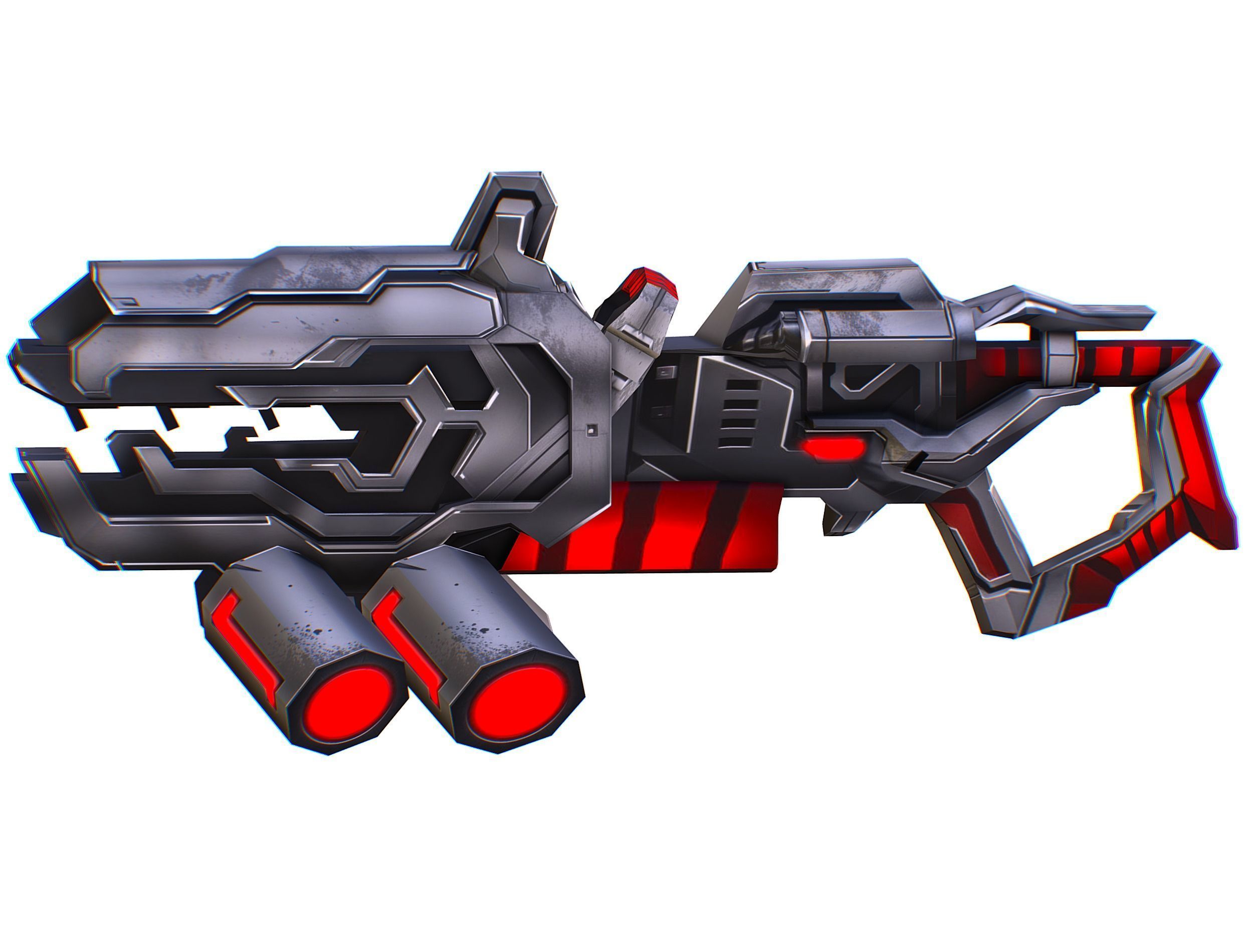 LowPoly Sci-Fi Assault Heavy Machine Gun Low-poly 3D model_10