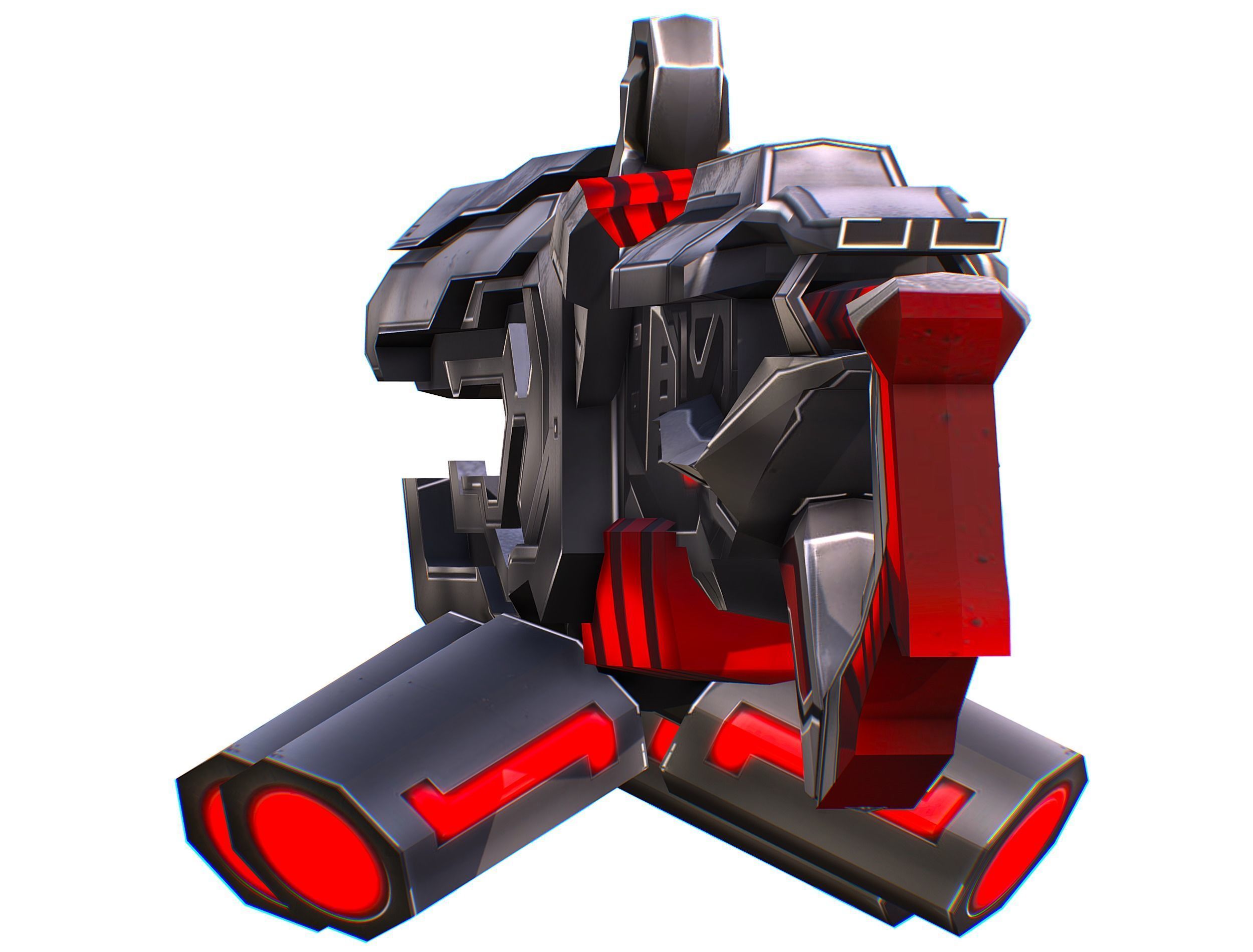 LowPoly Sci-Fi Assault Heavy Machine Gun Low-poly 3D model_33