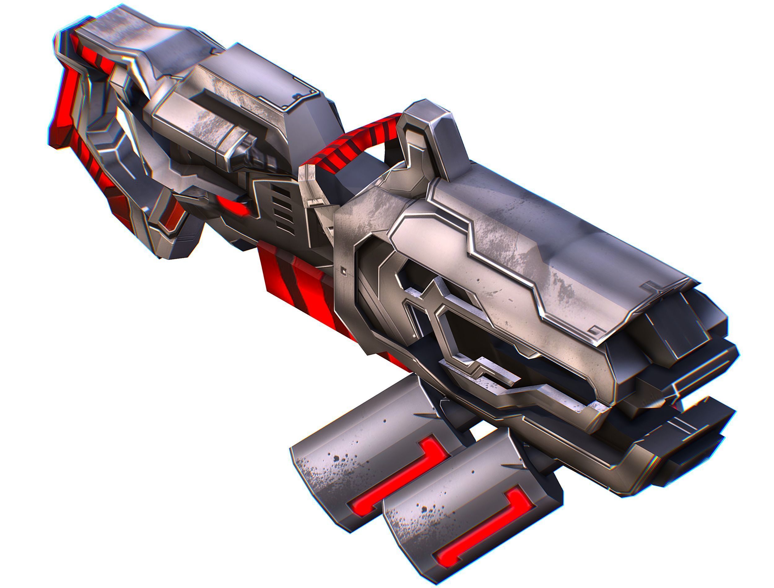 LowPoly Sci-Fi Assault Heavy Machine Gun Low-poly 3D model_21