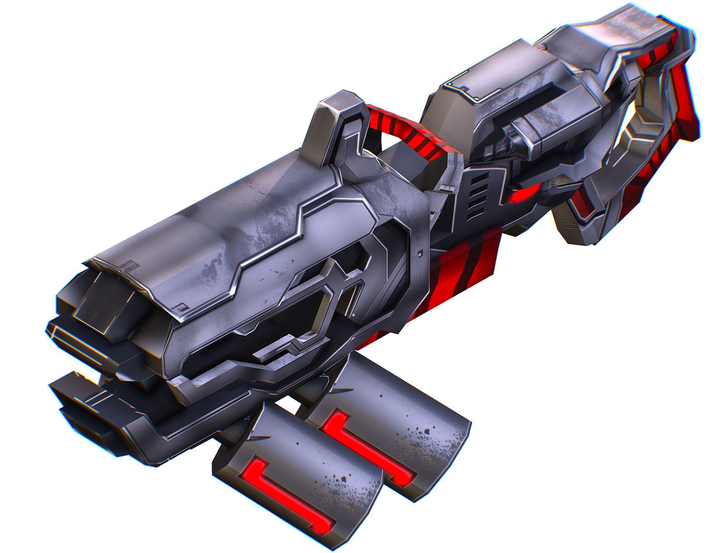 LowPoly Sci-Fi Assault Heavy Machine Gun Low-poly 3D model_24