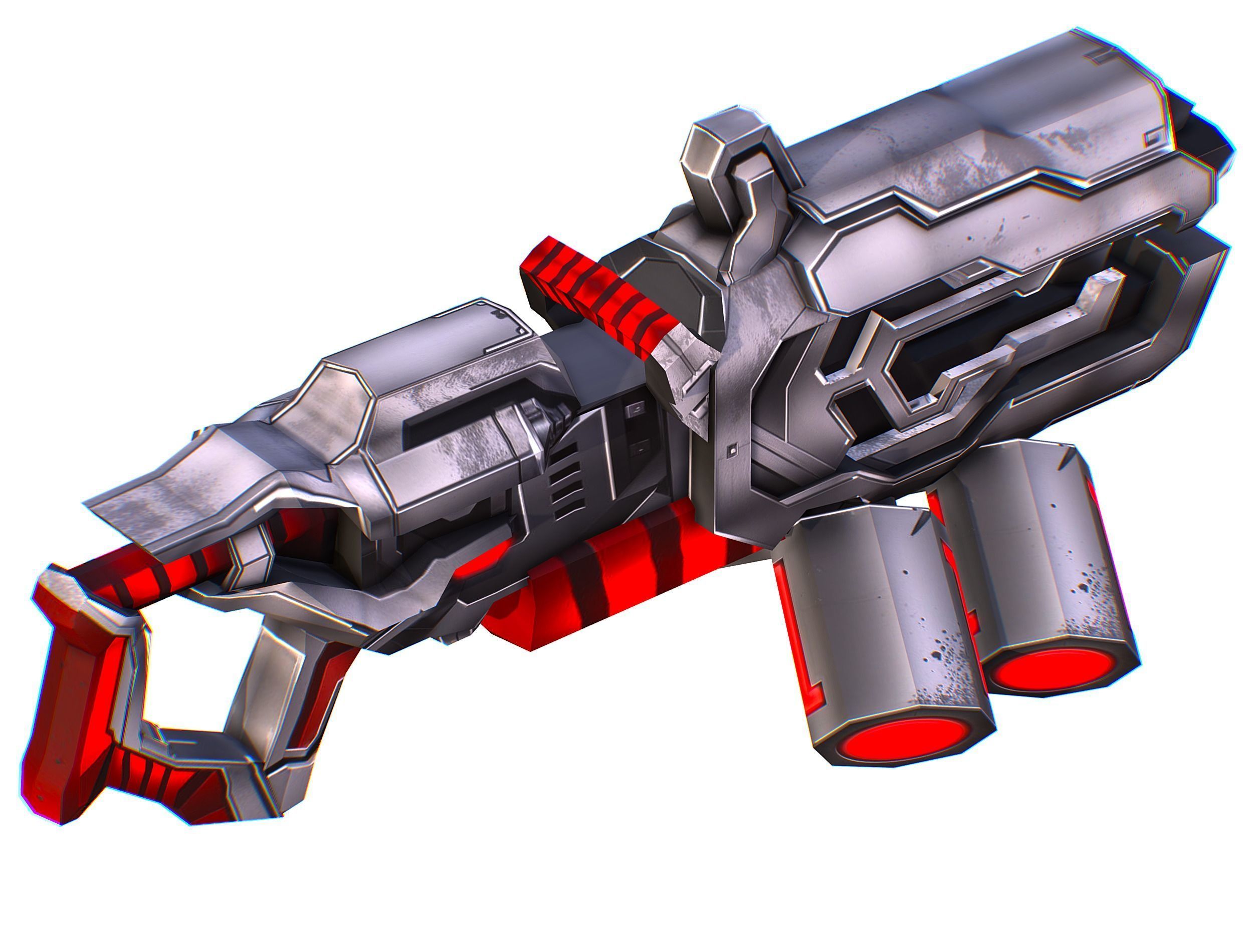 LowPoly Sci-Fi Assault Heavy Machine Gun Low-poly 3D model_22