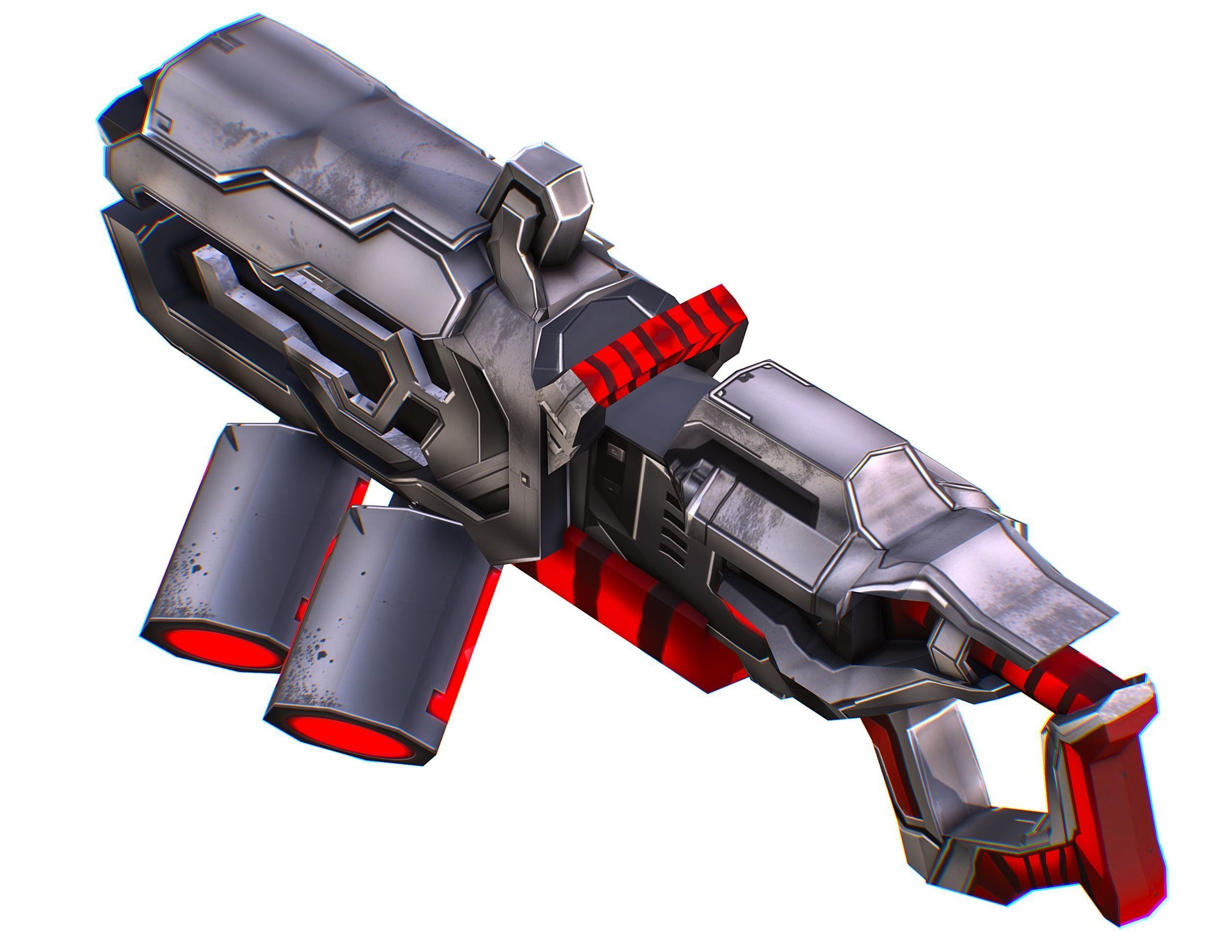 LowPoly Sci-Fi Assault Heavy Machine Gun Low-poly 3D model_23