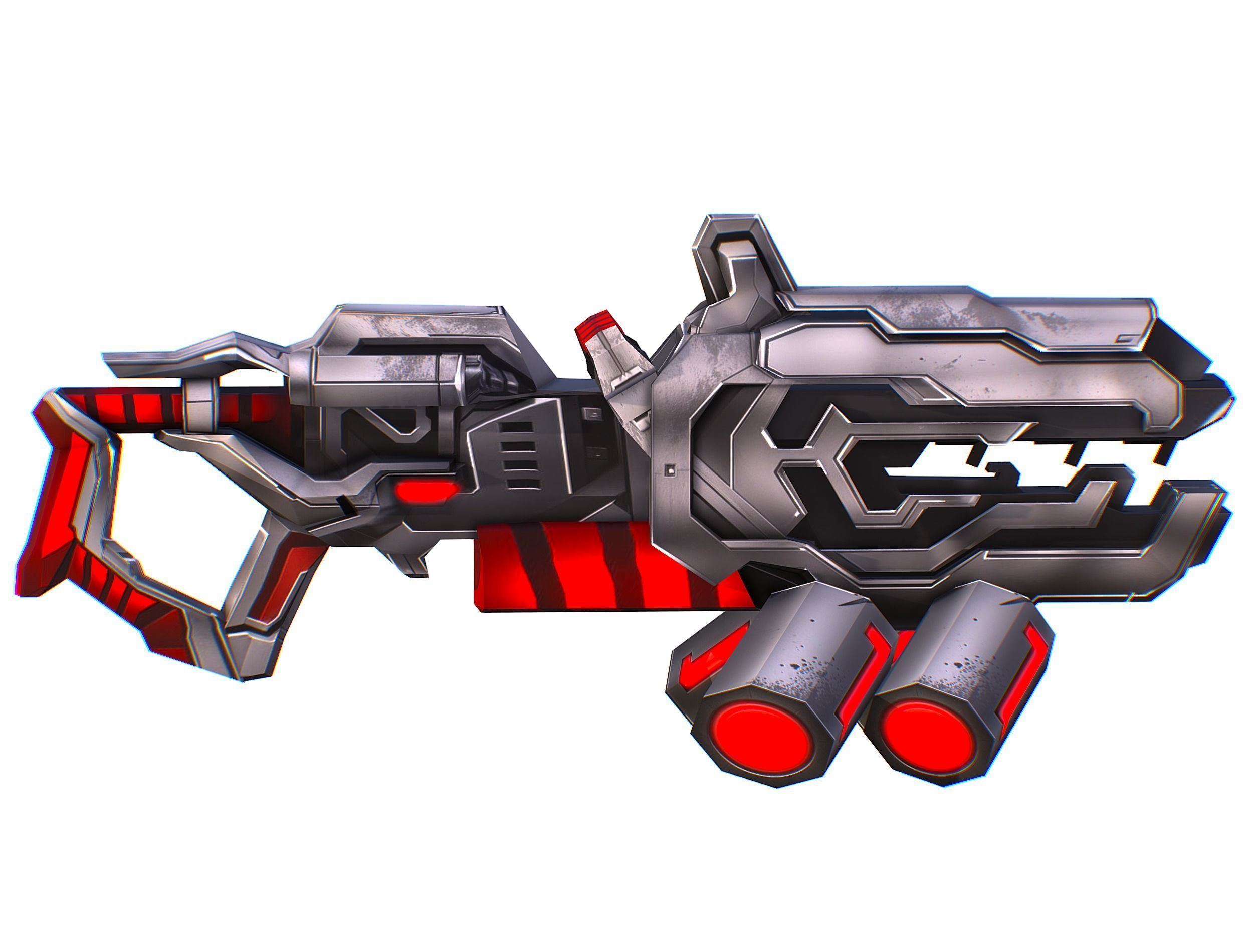 LowPoly Sci-Fi Assault Heavy Machine Gun Low-poly 3D model_20