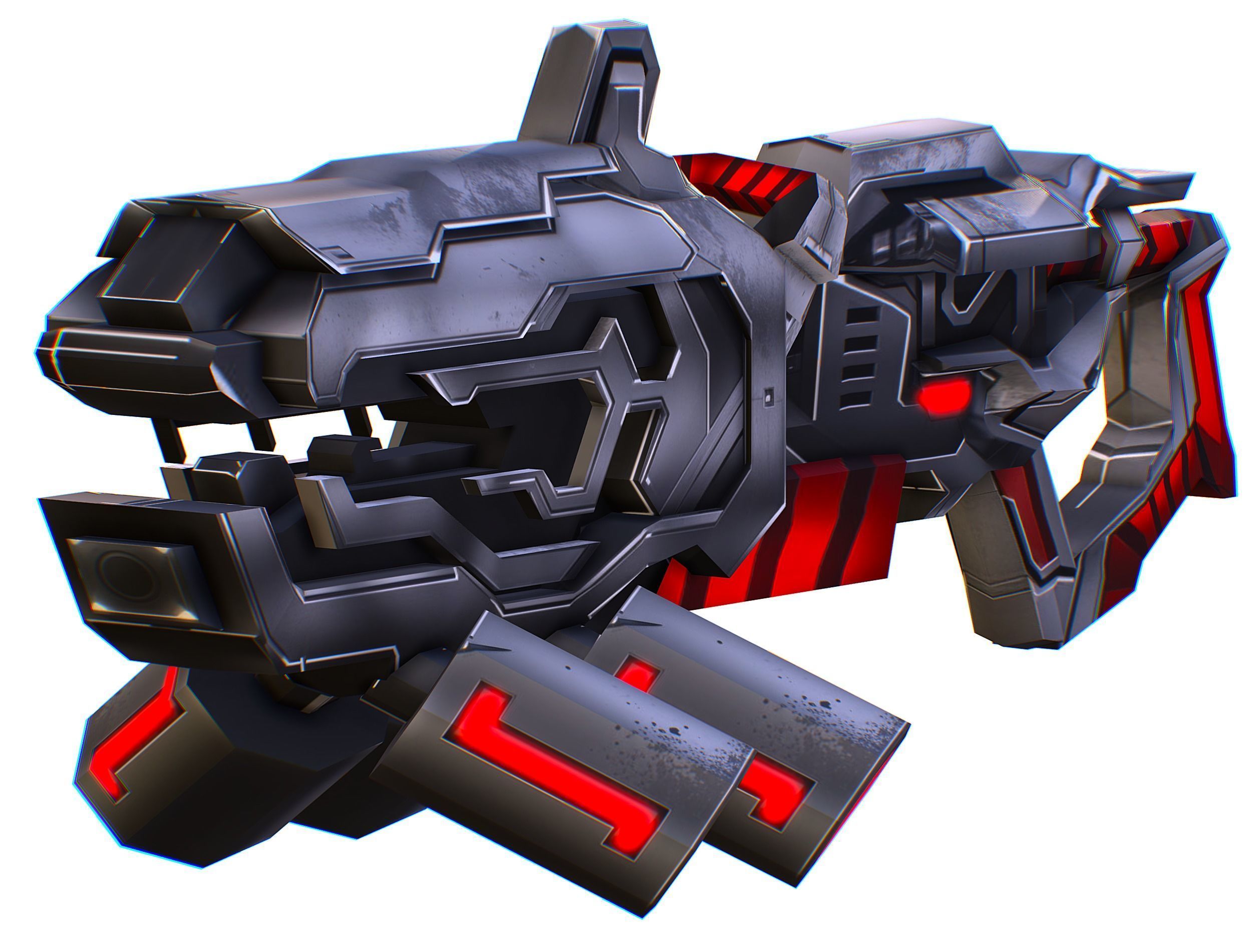 LowPoly Sci-Fi Assault Heavy Machine Gun Low-poly 3D model_8