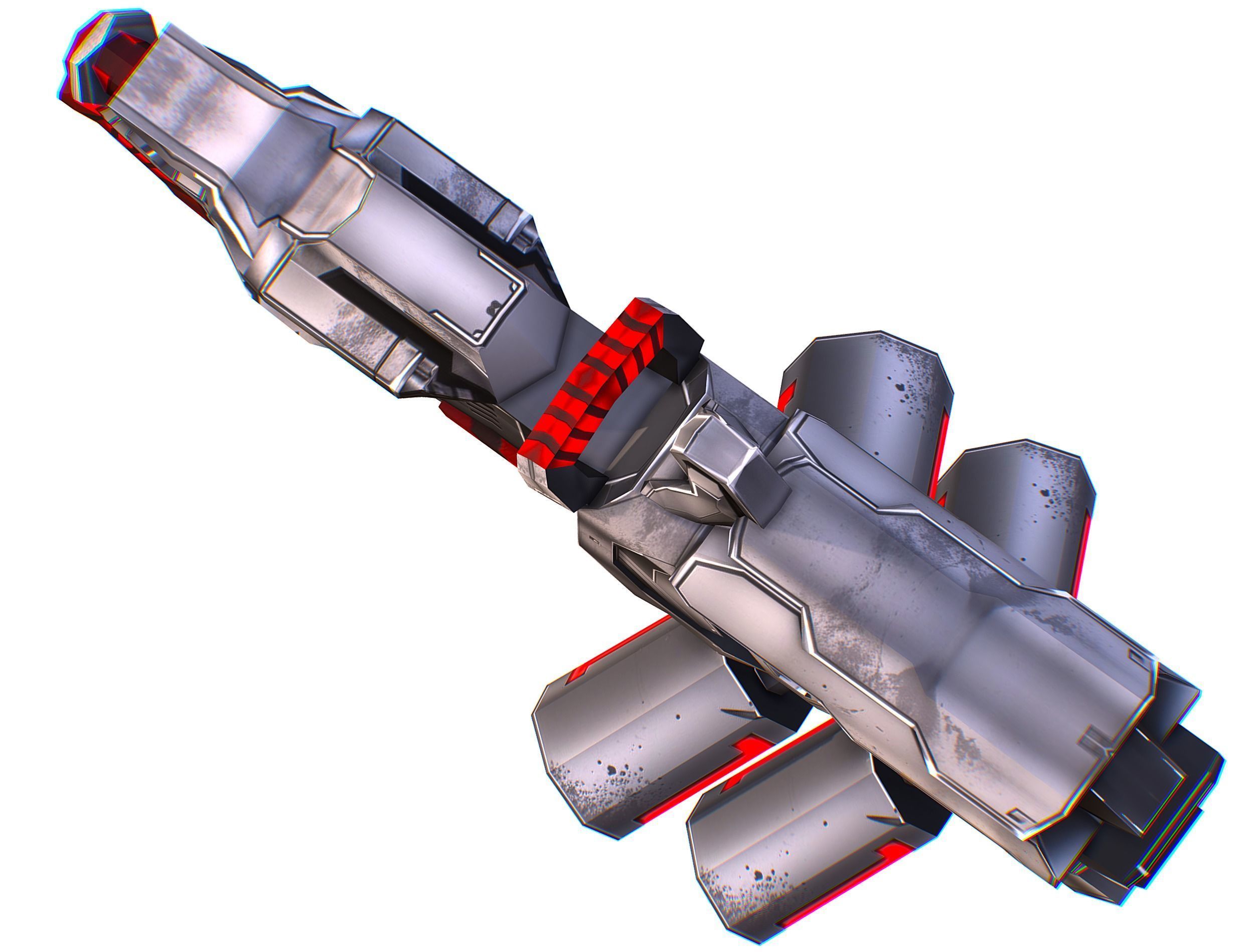 LowPoly Sci-Fi Assault Heavy Machine Gun Low-poly 3D model_26