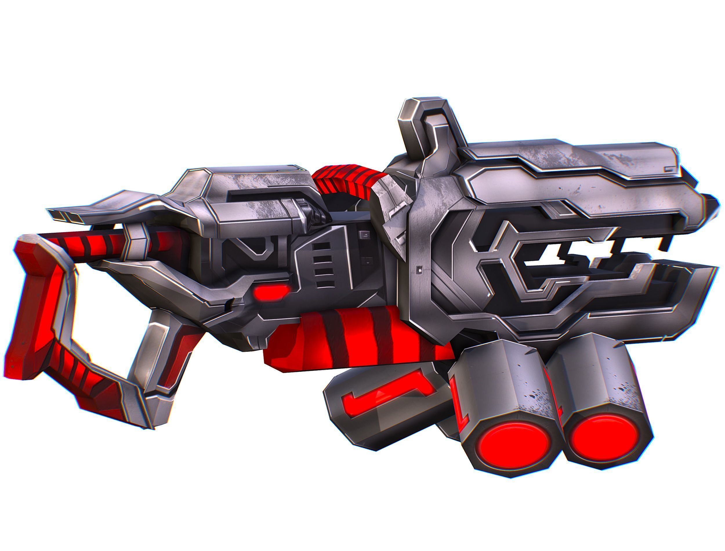 LowPoly Sci-Fi Assault Heavy Machine Gun Low-poly 3D model_19