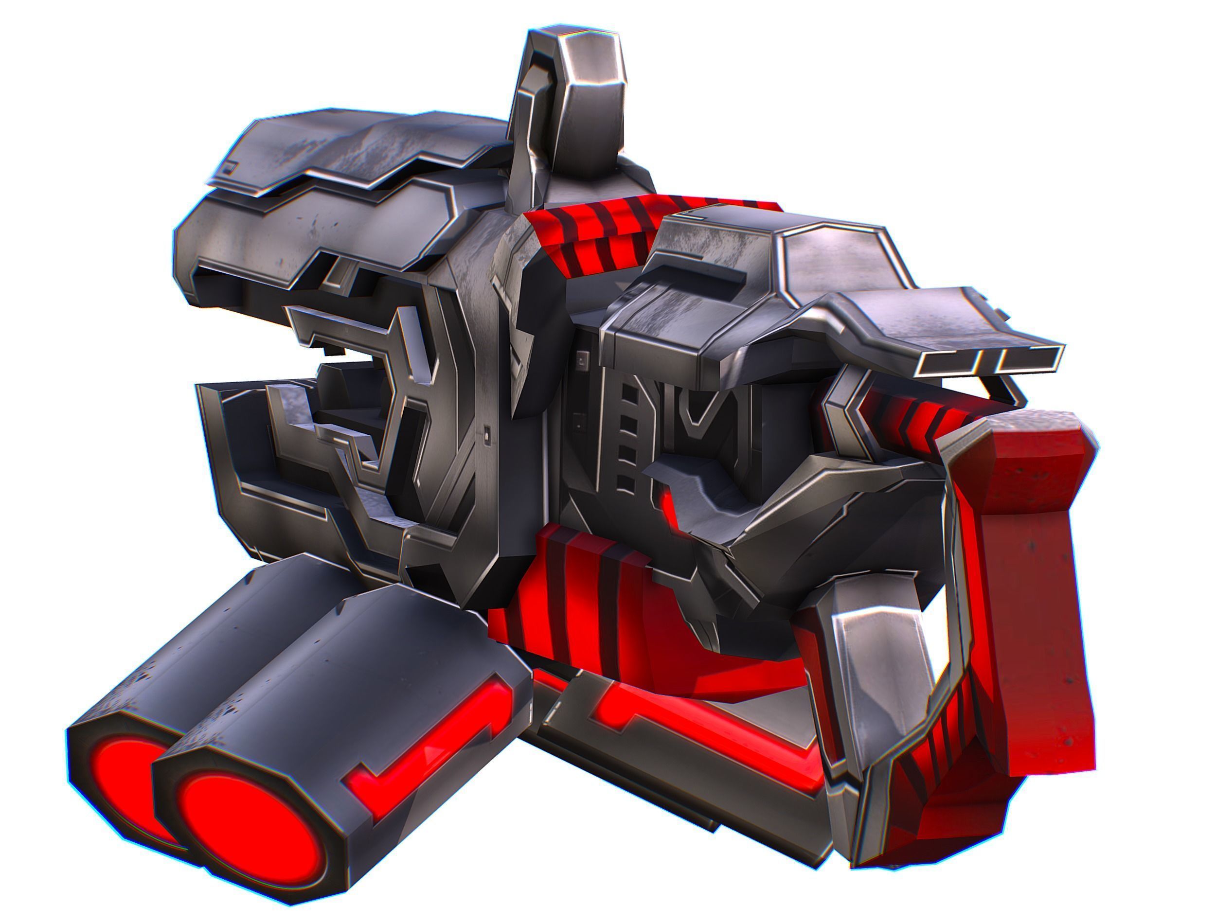 LowPoly Sci-Fi Assault Heavy Machine Gun Low-poly 3D model_14