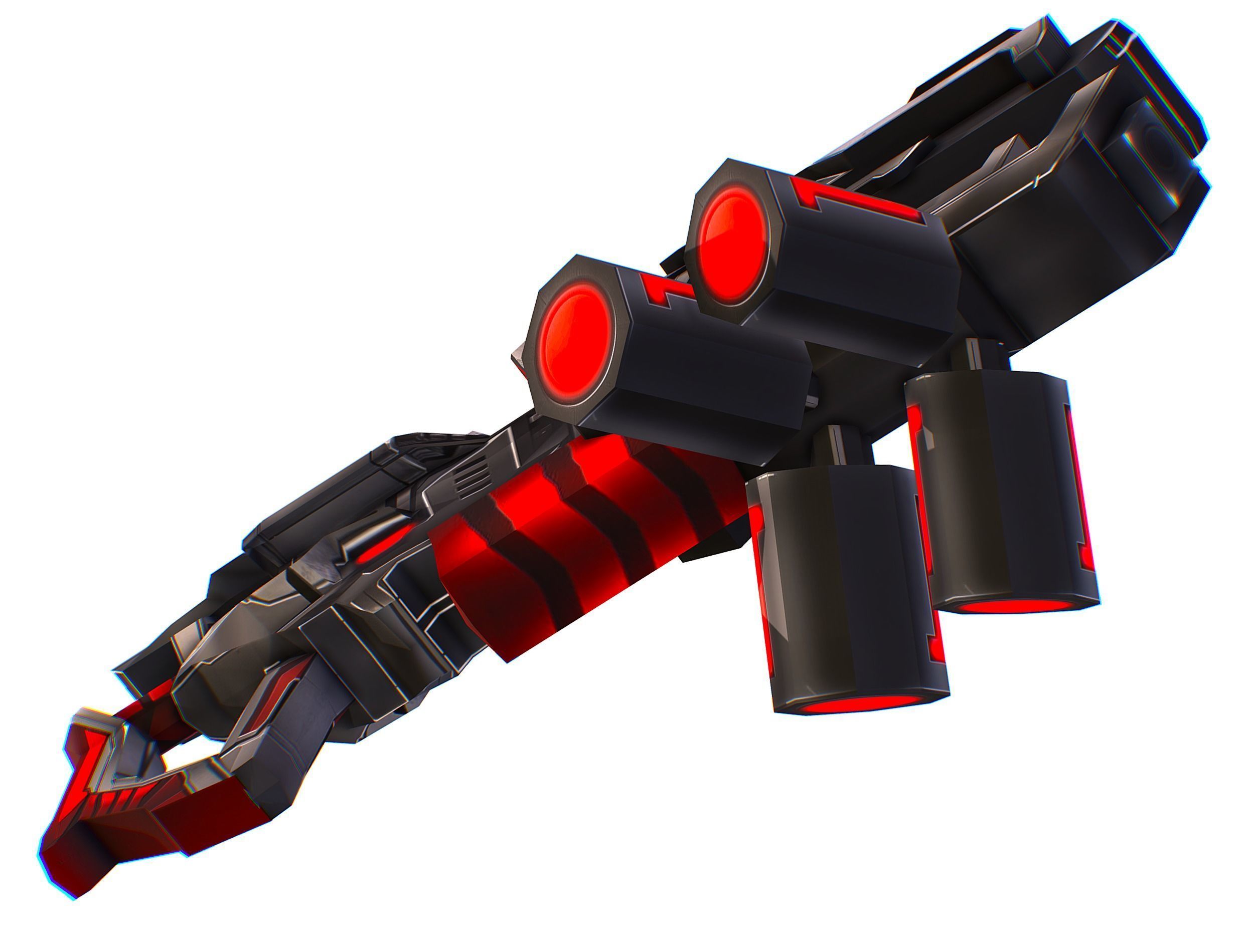 LowPoly Sci-Fi Assault Heavy Machine Gun Low-poly 3D model_25