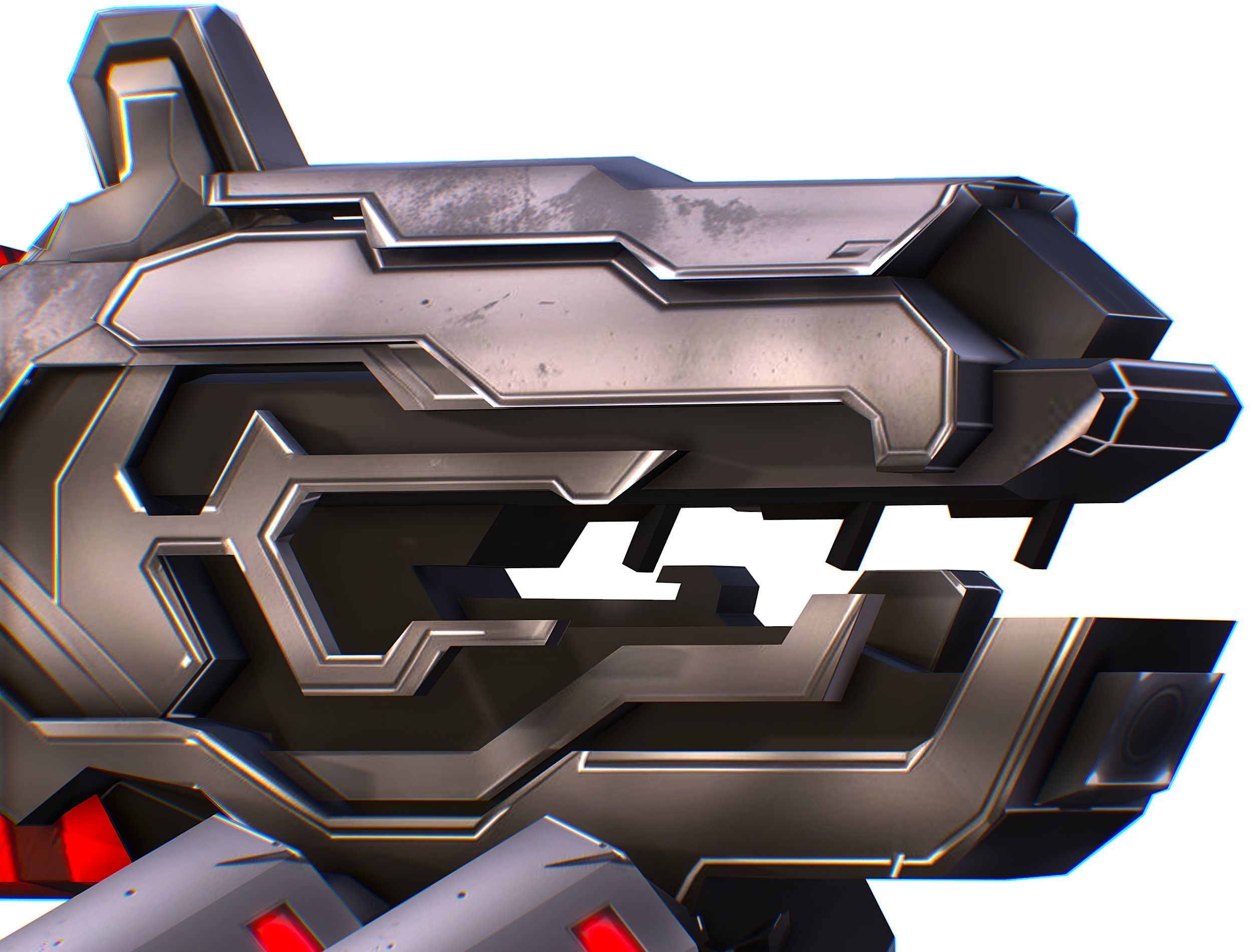 LowPoly Sci-Fi Assault Heavy Machine Gun Low-poly 3D model_27