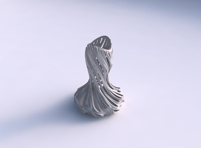Vase squeezed mid with smooth extuded cuts twisted and strech... 3D print model